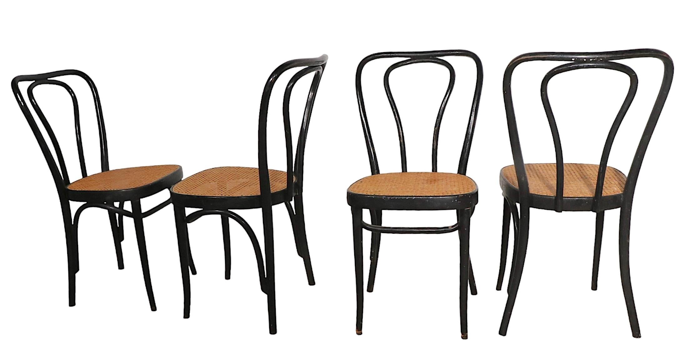 Set of Four Thonet Style Dining Cafe Chairs Made in Italy, C 1970’s 1