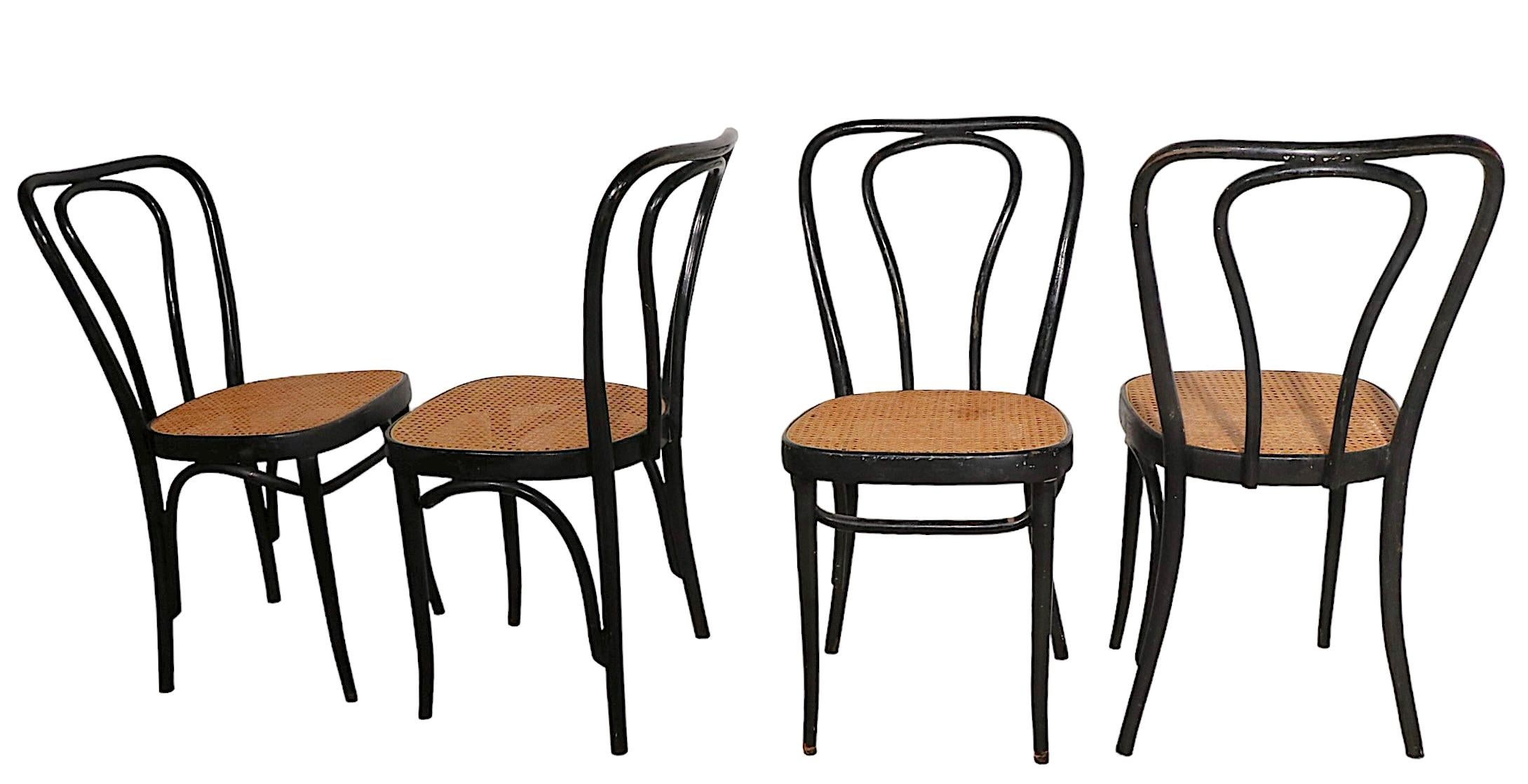 Set of Four Thonet Style Dining Cafe Chairs Made in Italy, C 1970’s 2