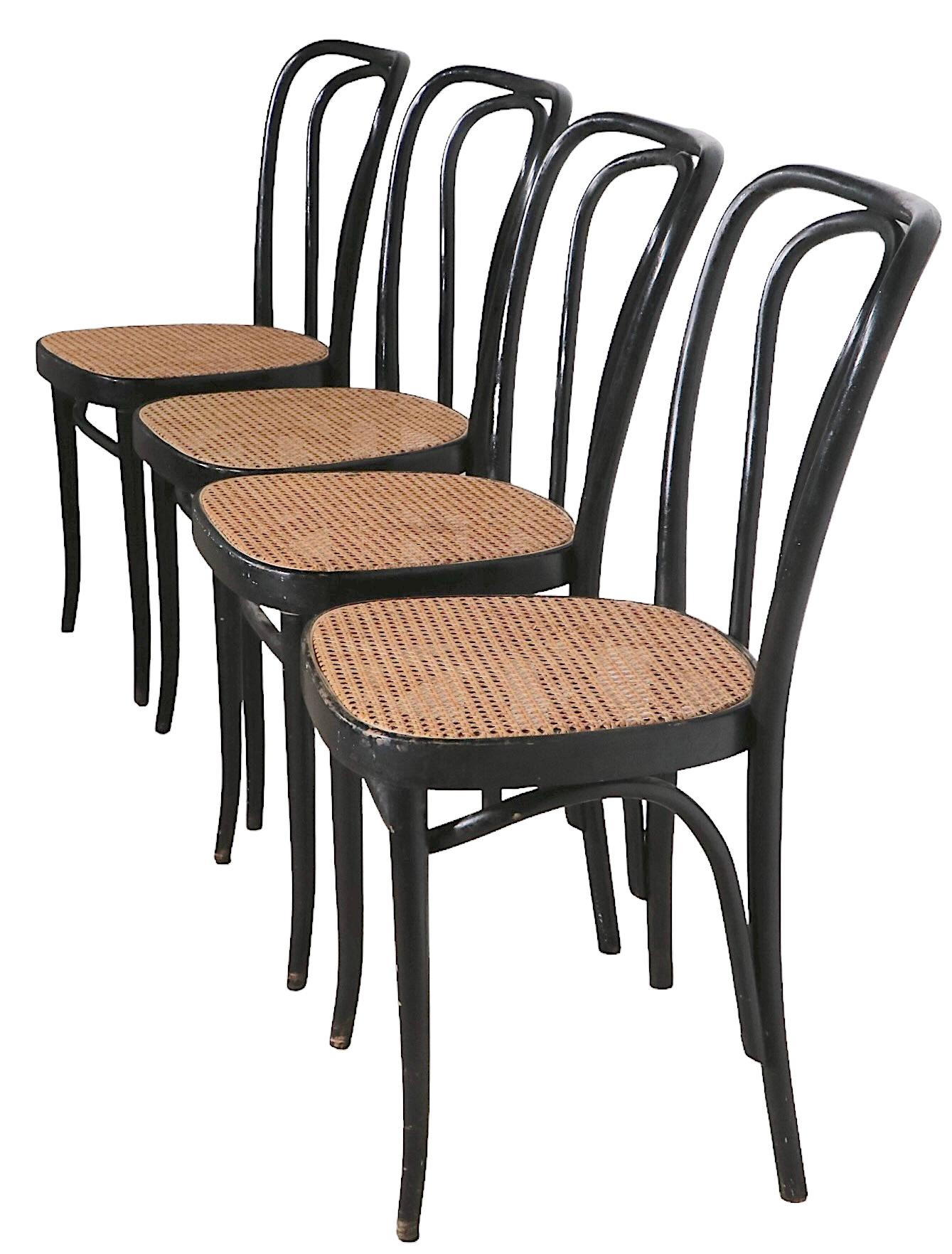 Set of Four Thonet Style Dining Cafe Chairs Made in Italy, C 1970’s 4