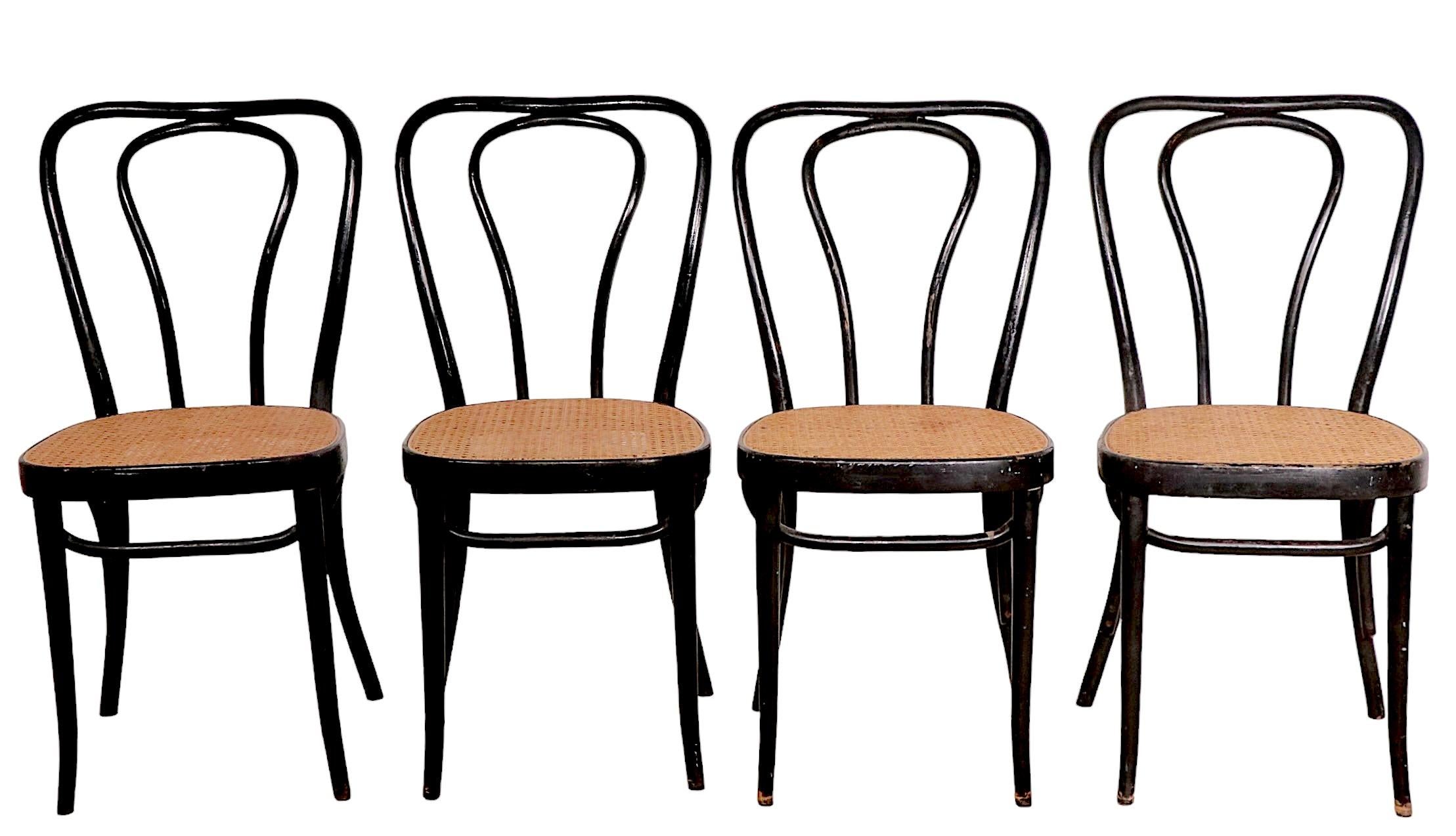 Set of Four Thonet Style Dining Cafe Chairs Made in Italy, C 1970’s 6