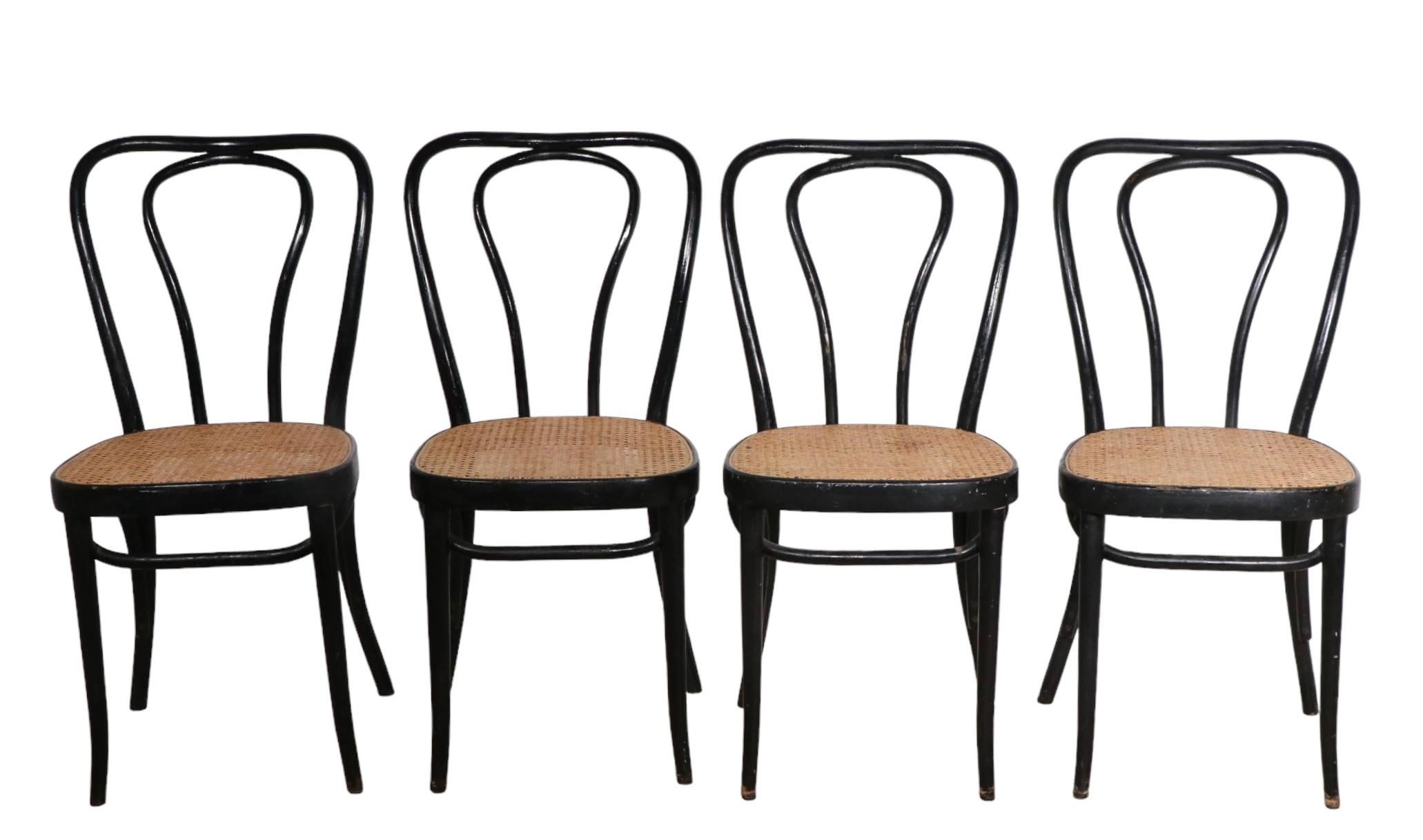 Set of Four Thonet Style Dining Cafe Chairs Made in Italy, C 1970’s 7