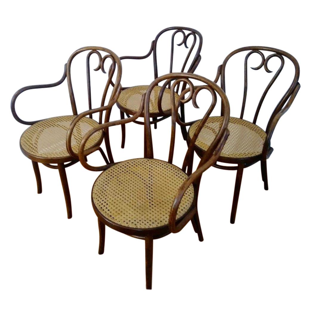 Set of Four Thonet ZPM Radomsko Bentwood Chairs