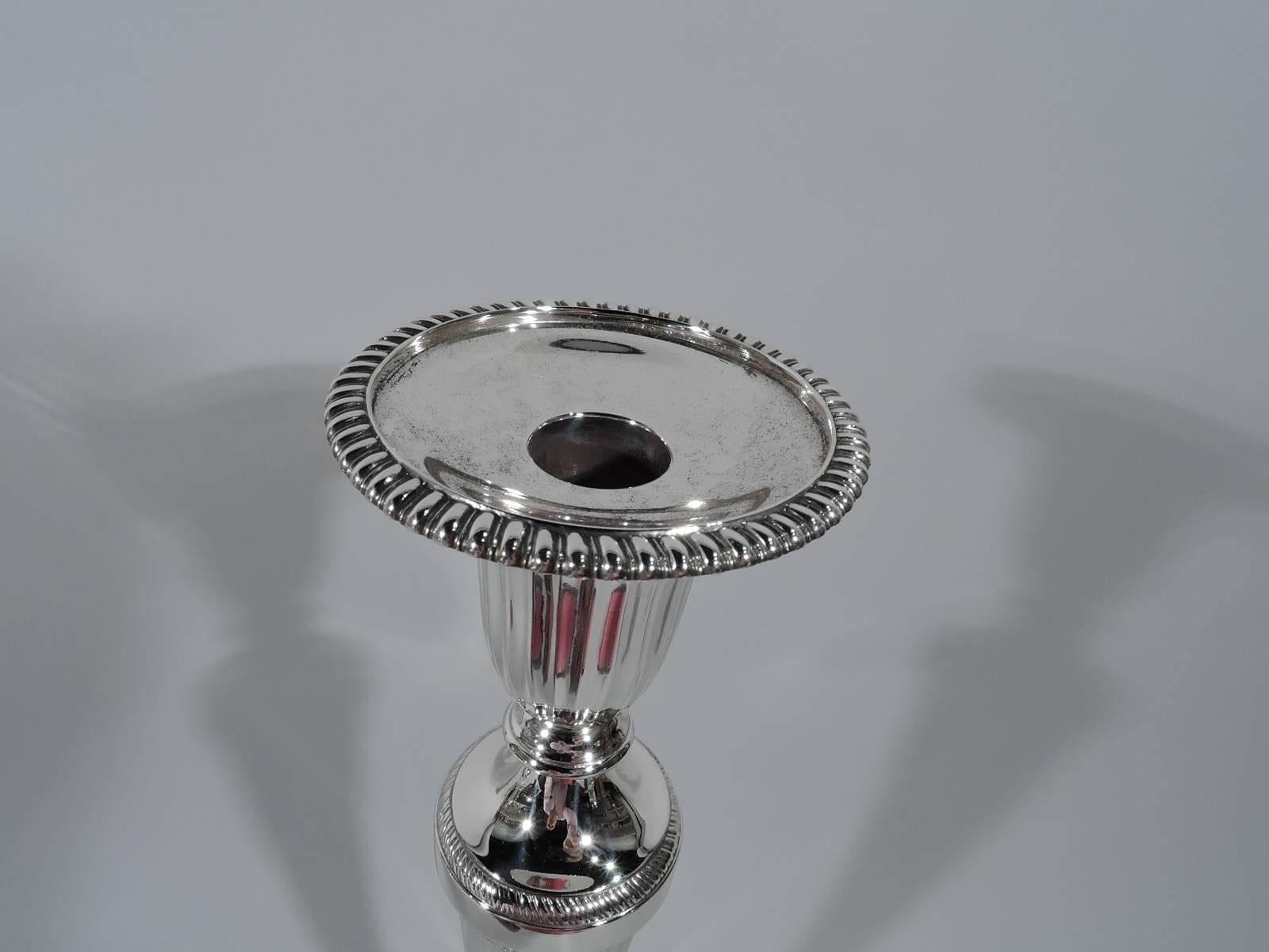 Neoclassical Set of Four Tiffany Big and Bold Sterling Silver Classical Candlesticks