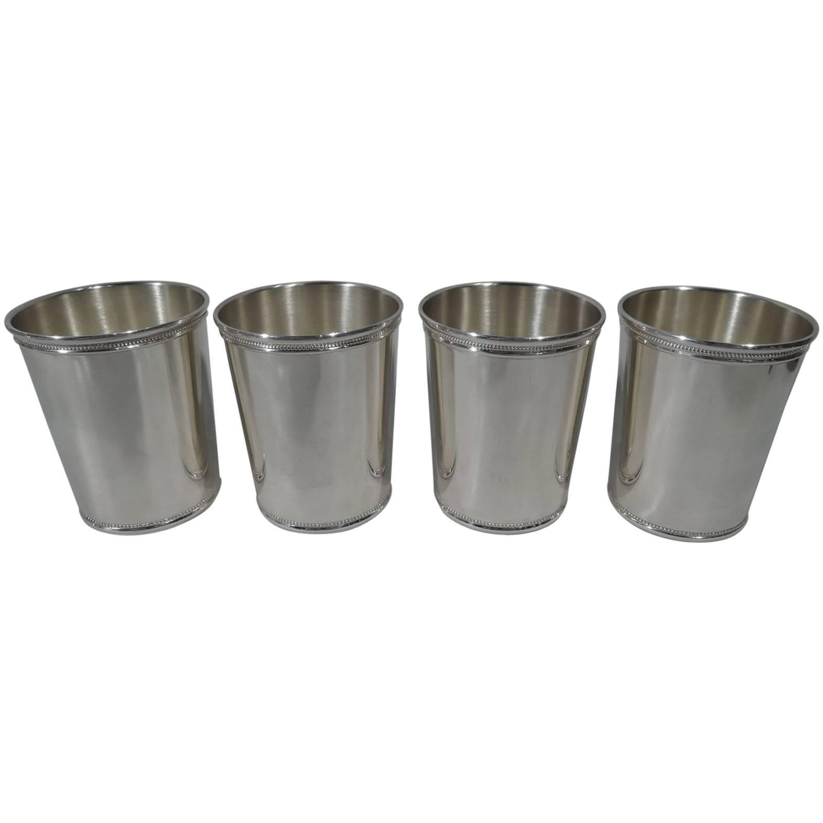 Set of Four Tiffany Sterling Silver Mint Julep Cups