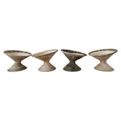 Set of Four Tilted Concrete Planters by the Swiss Architect Willy Guhl, 1950s