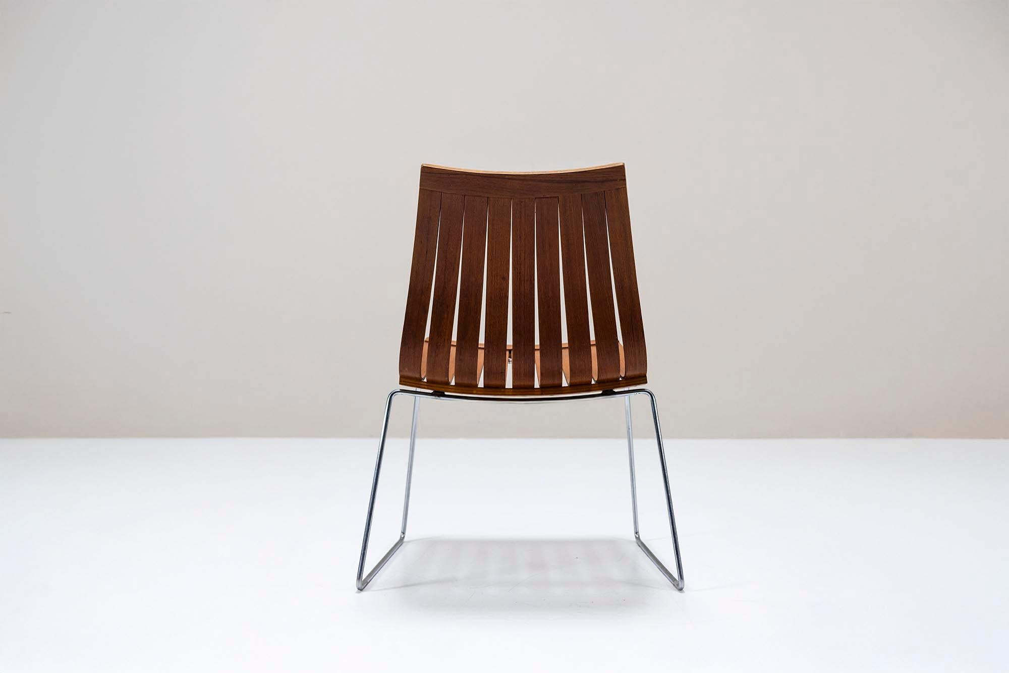 Metal Set of Four Tønnestav Dining Chairs by Kjell Richardsen for Tynes Møbelfabrikk For Sale