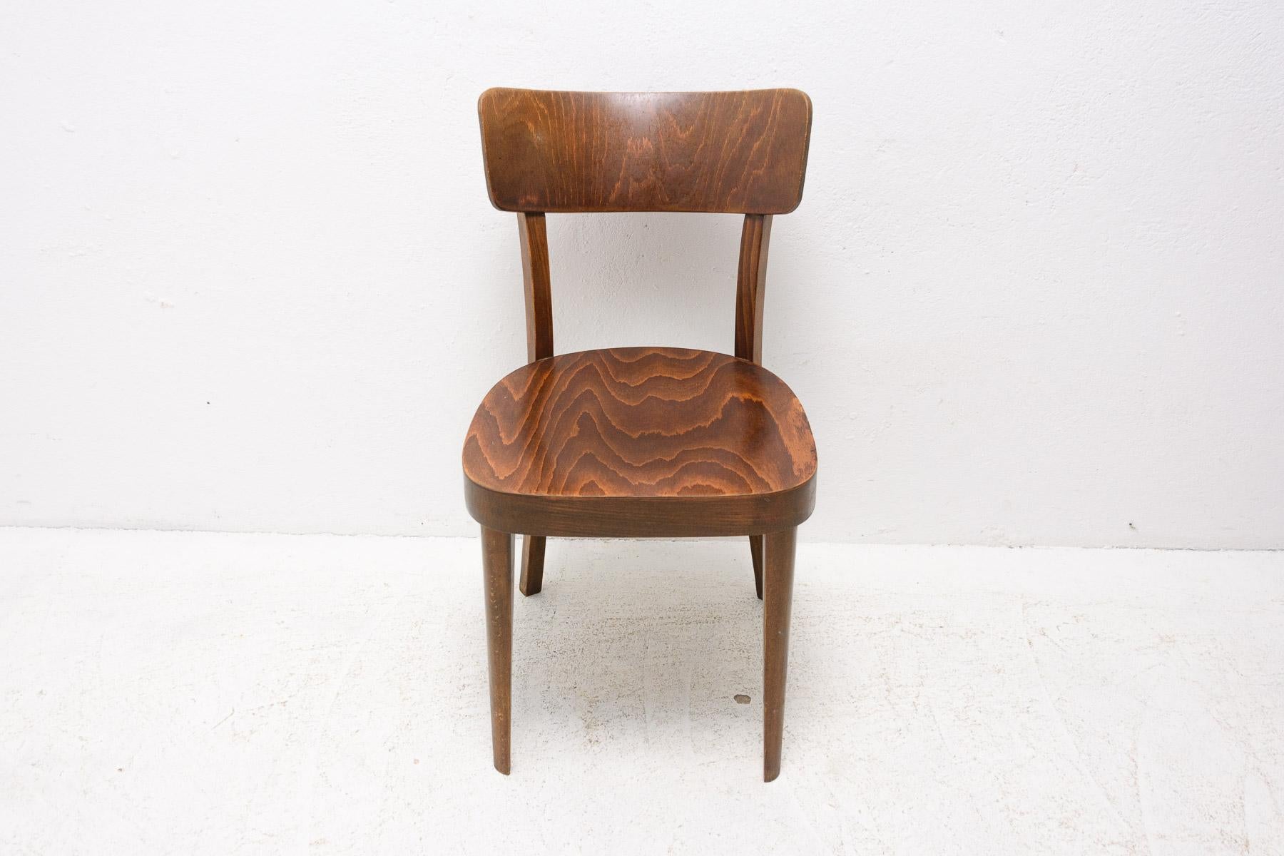 Wood Set of Four TON Dining Chairs, Czechoslovakia, 1950's