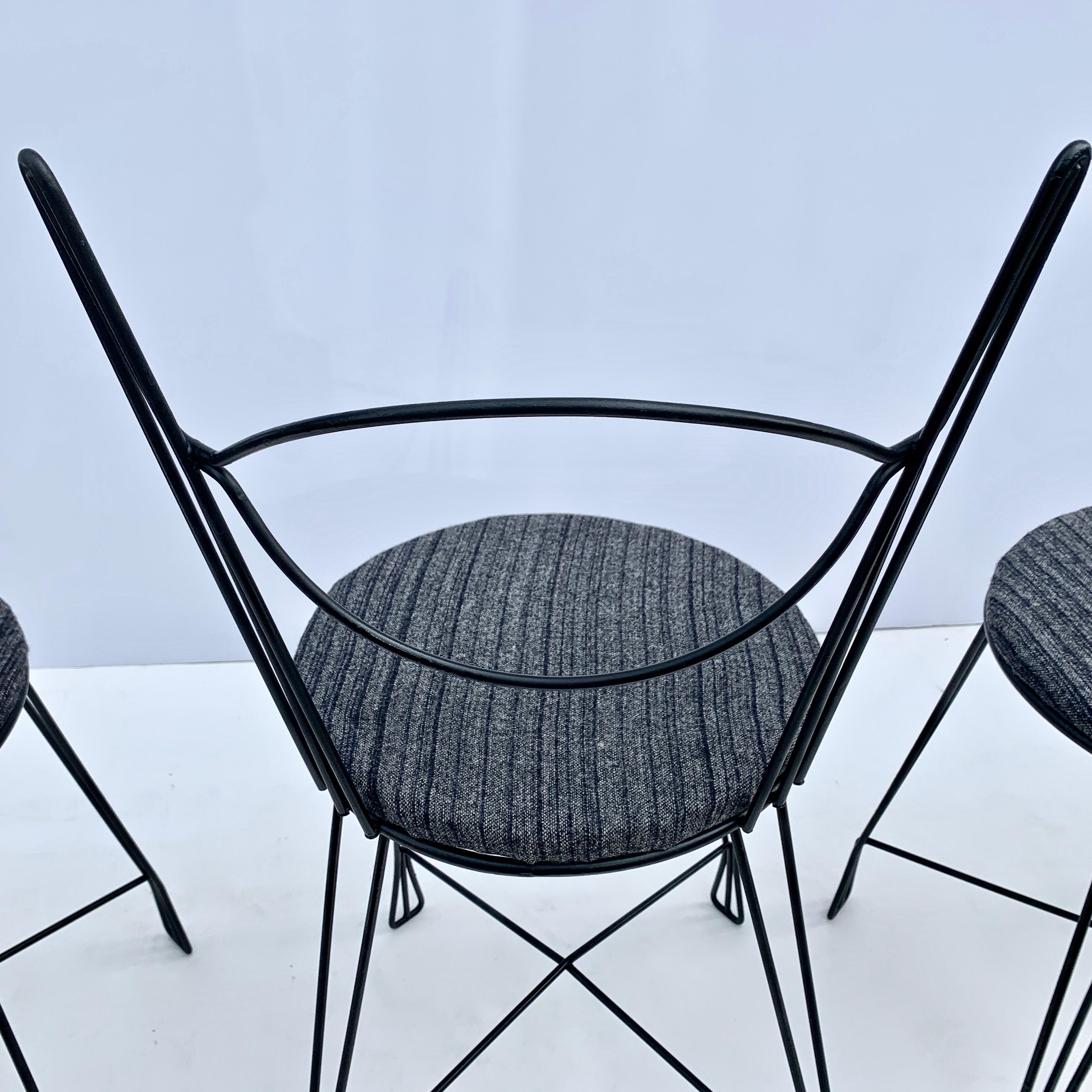 Set of Four Tony Paul for Woodlin-Hall Black Enameled Iron Bistro Chairs, 1950s 3