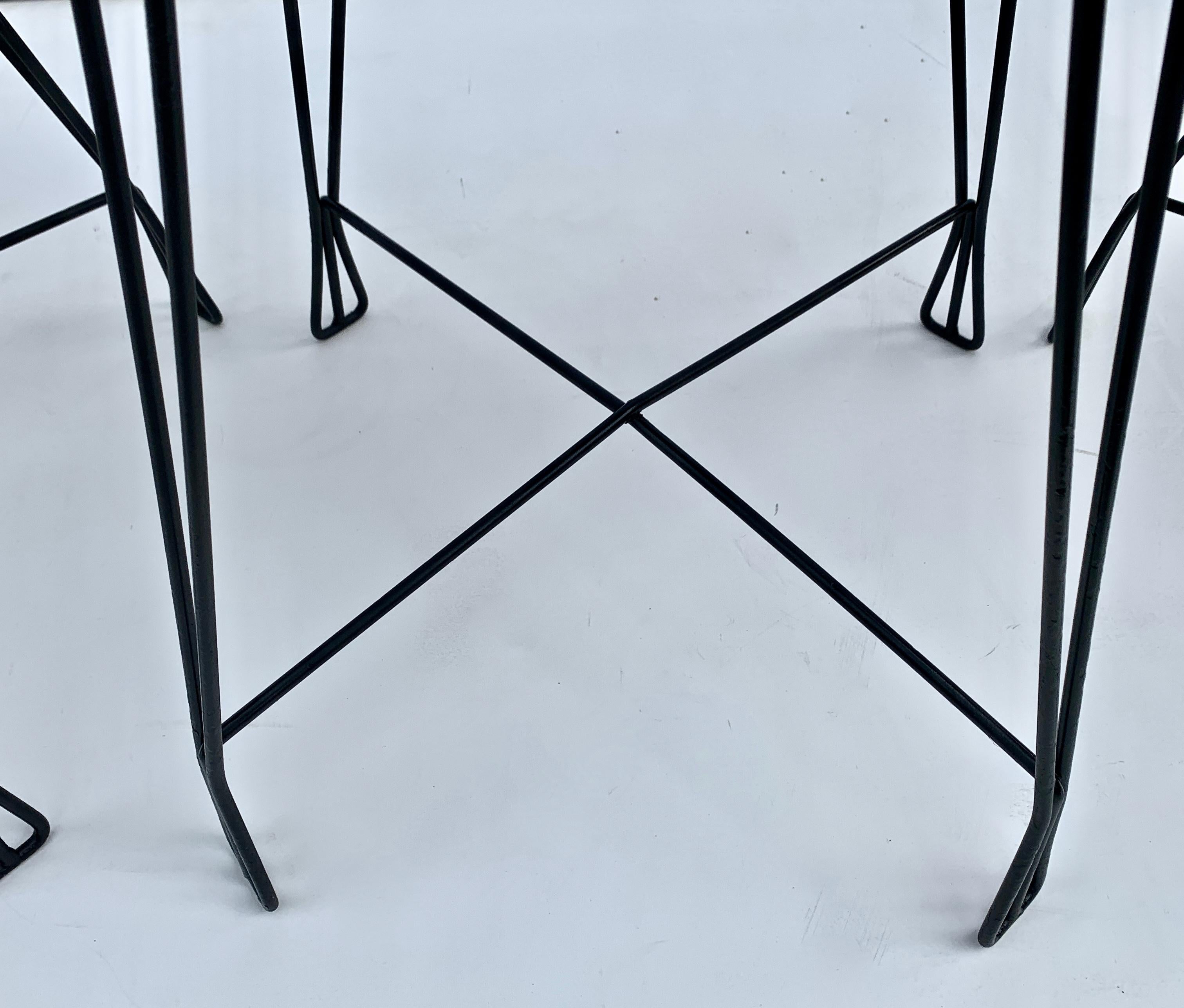 Set of Four Tony Paul for Woodlin-Hall Black Enameled Iron Bistro Chairs, 1950s 8