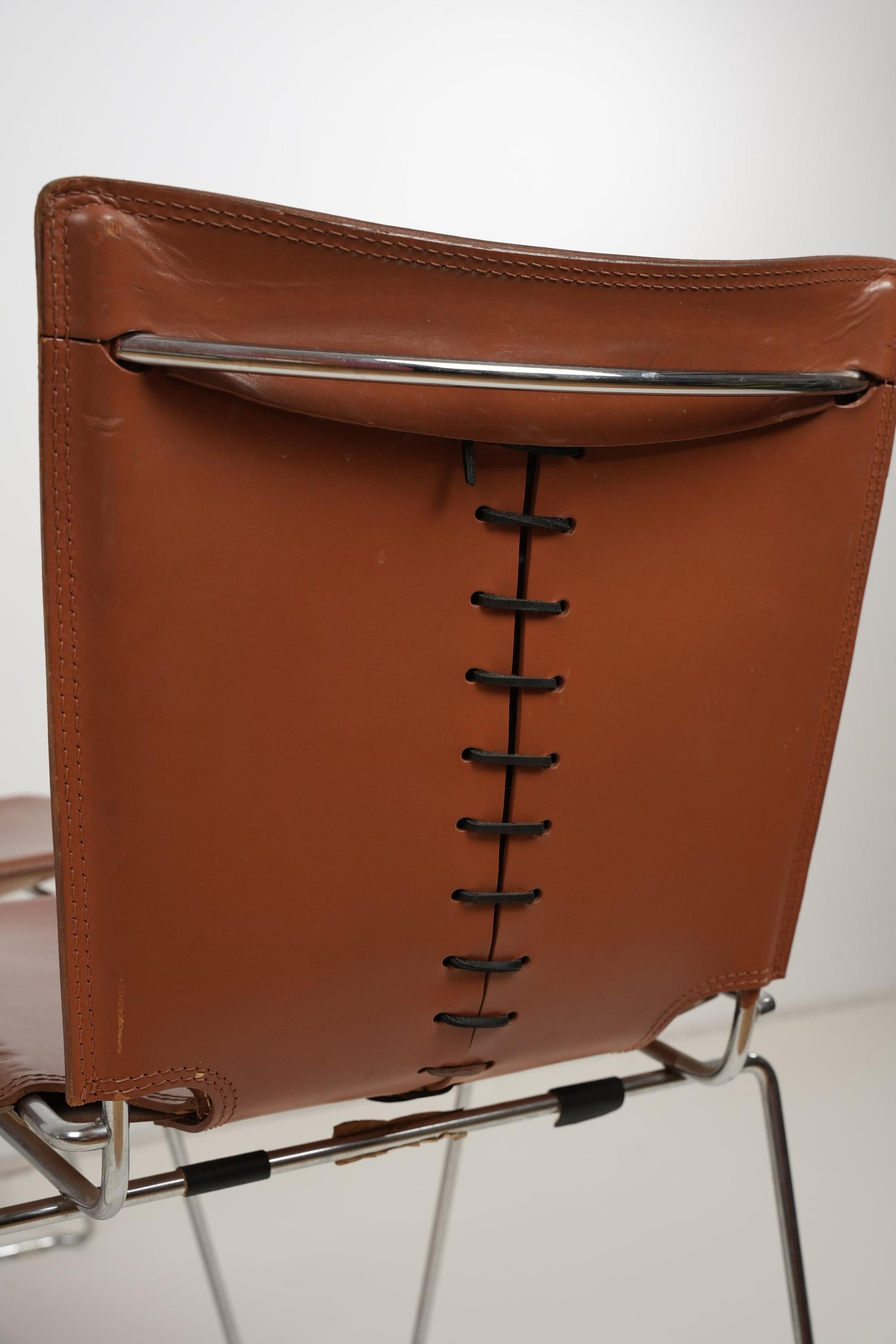 Américain Ensemble de quatre chaises Toyoda Hiroyuki pour ICF Pelle Leather 1970 en vente