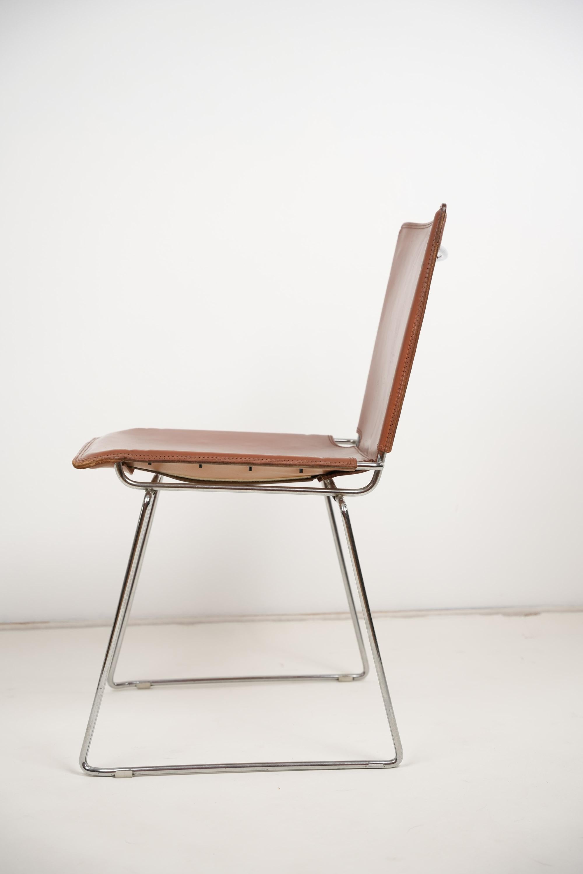 Fin du 20e siècle Ensemble de quatre chaises Toyoda Hiroyuki pour ICF Pelle Leather 1970 en vente