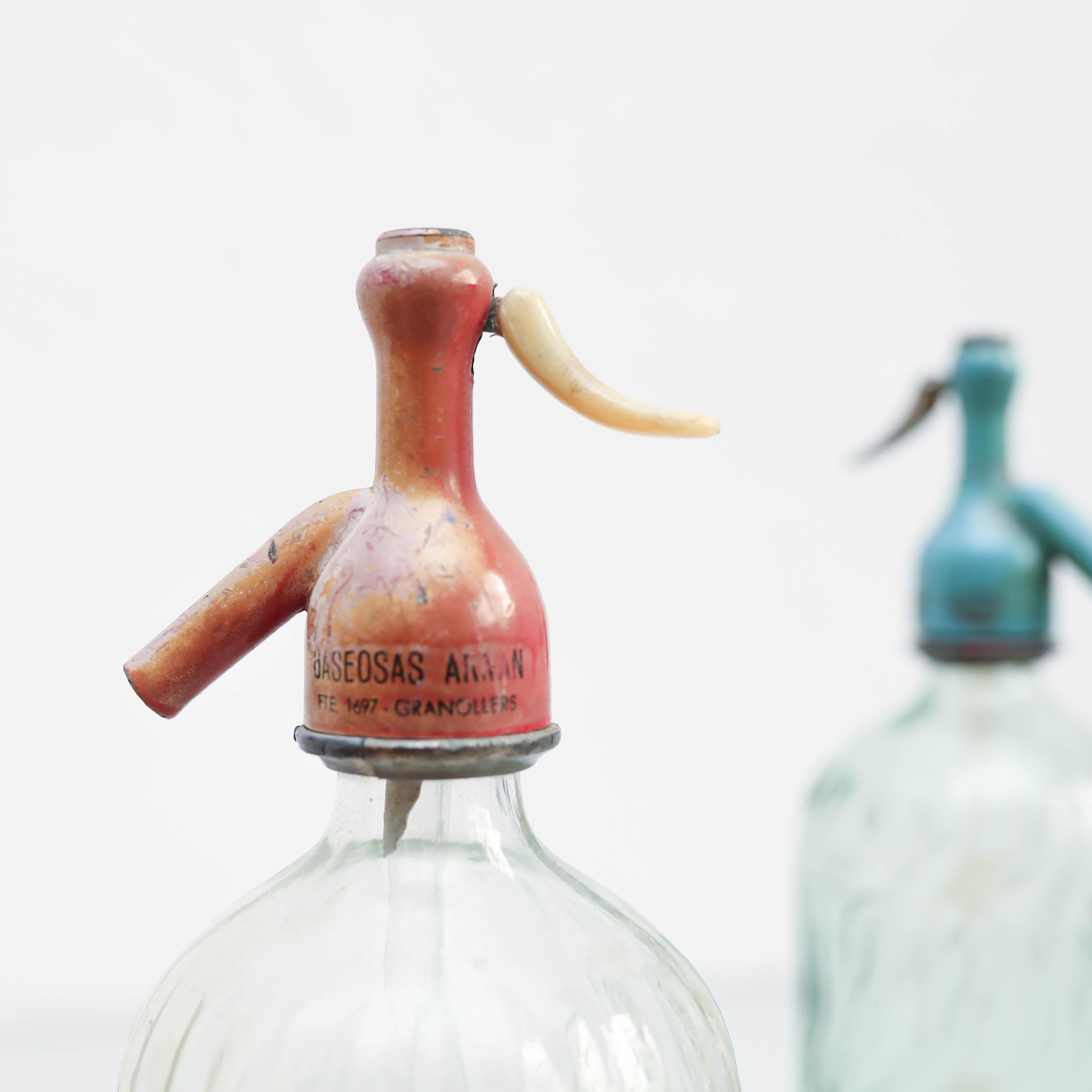 Metal Set of Four Traditional Vintage Spanish Soda Syphon, Circa 1970 For Sale