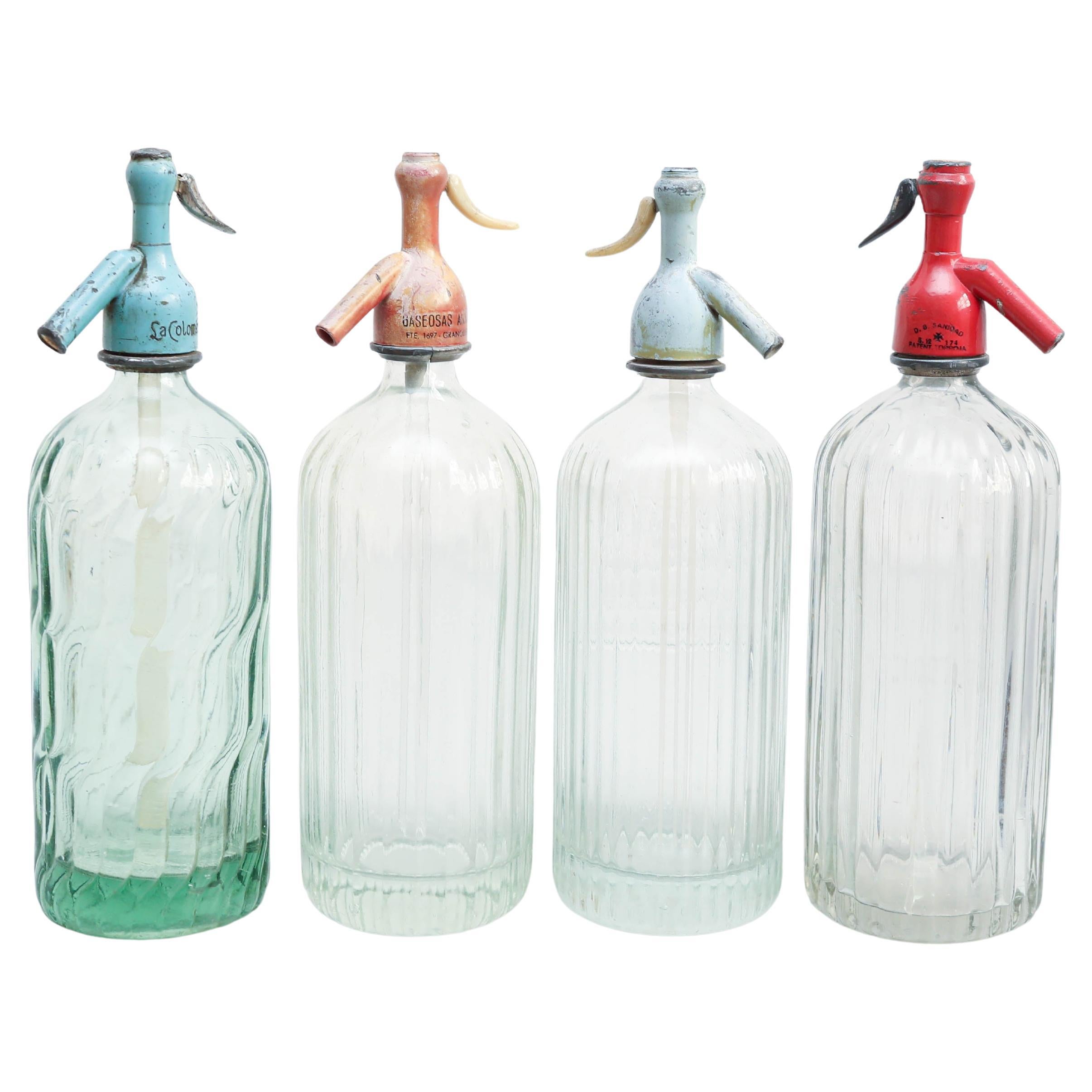 Set of Four Traditional Vintage Spanish Soda Syphon, Circa 1970 For Sale