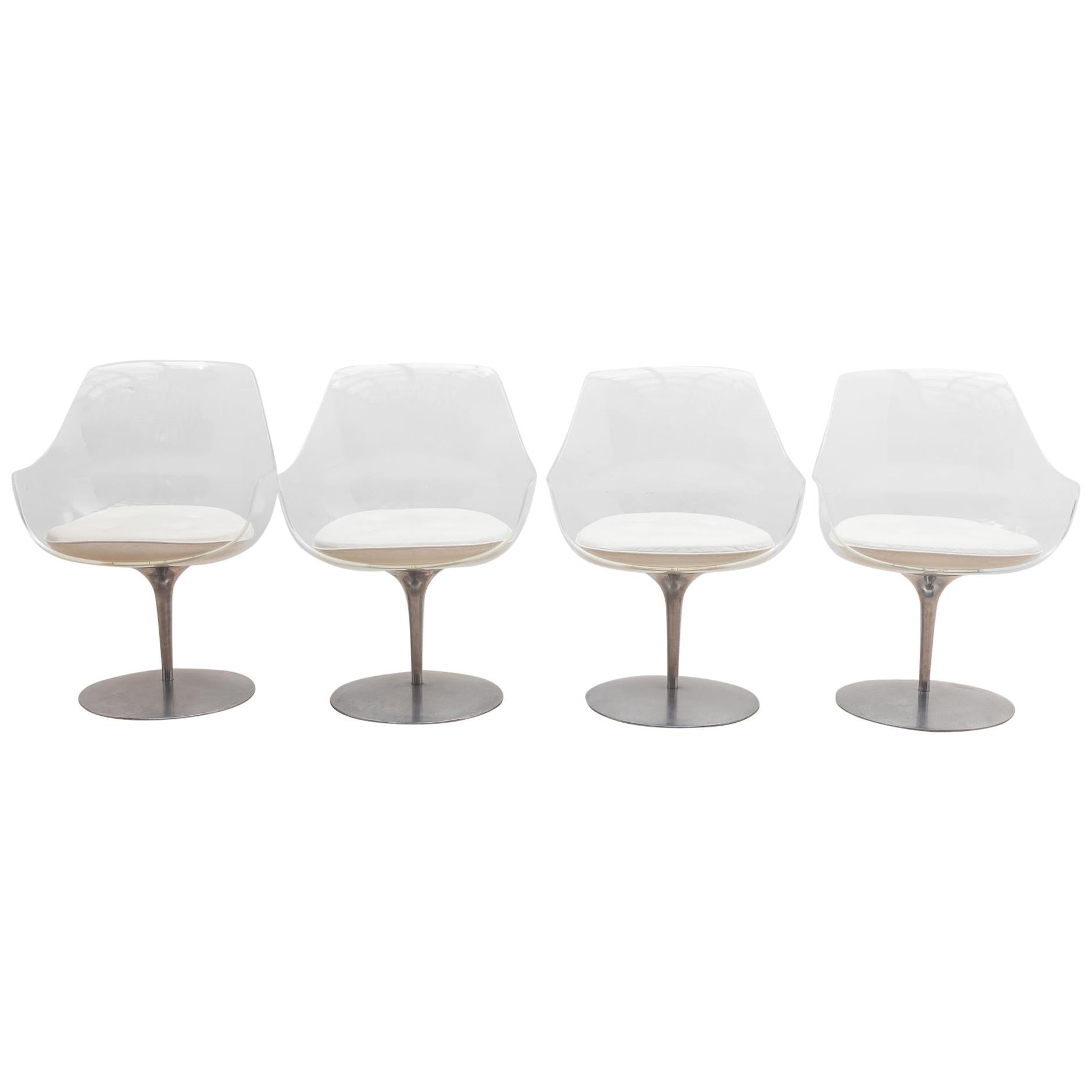 Set of Four Translucent Lucite Chairs designed by Estelle & Erwine Laverne