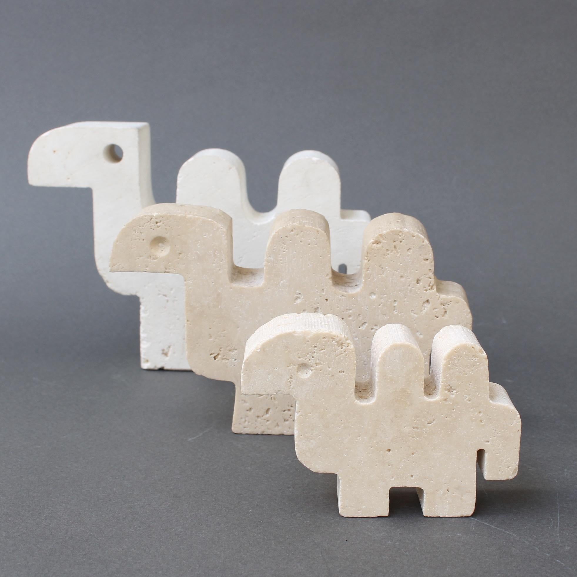 Italian Set of Four Travertine Animals by Fratelli Mannelli, Italy circa 1970s