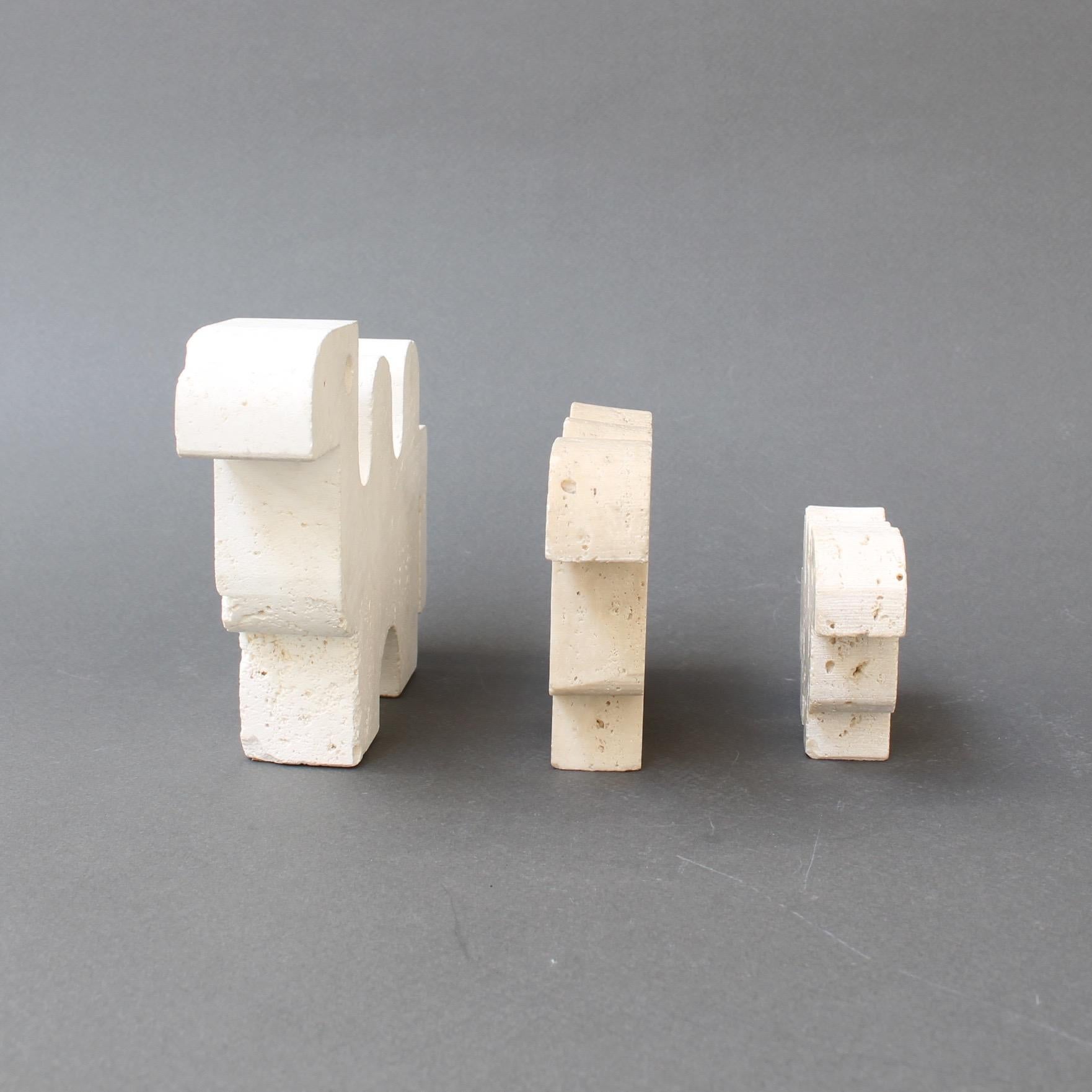 Late 20th Century Set of Four Travertine Animals by Fratelli Mannelli, Italy circa 1970s