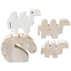 Set of Four Travertine Animals by Fratelli Mannelli, Italy circa 1970s