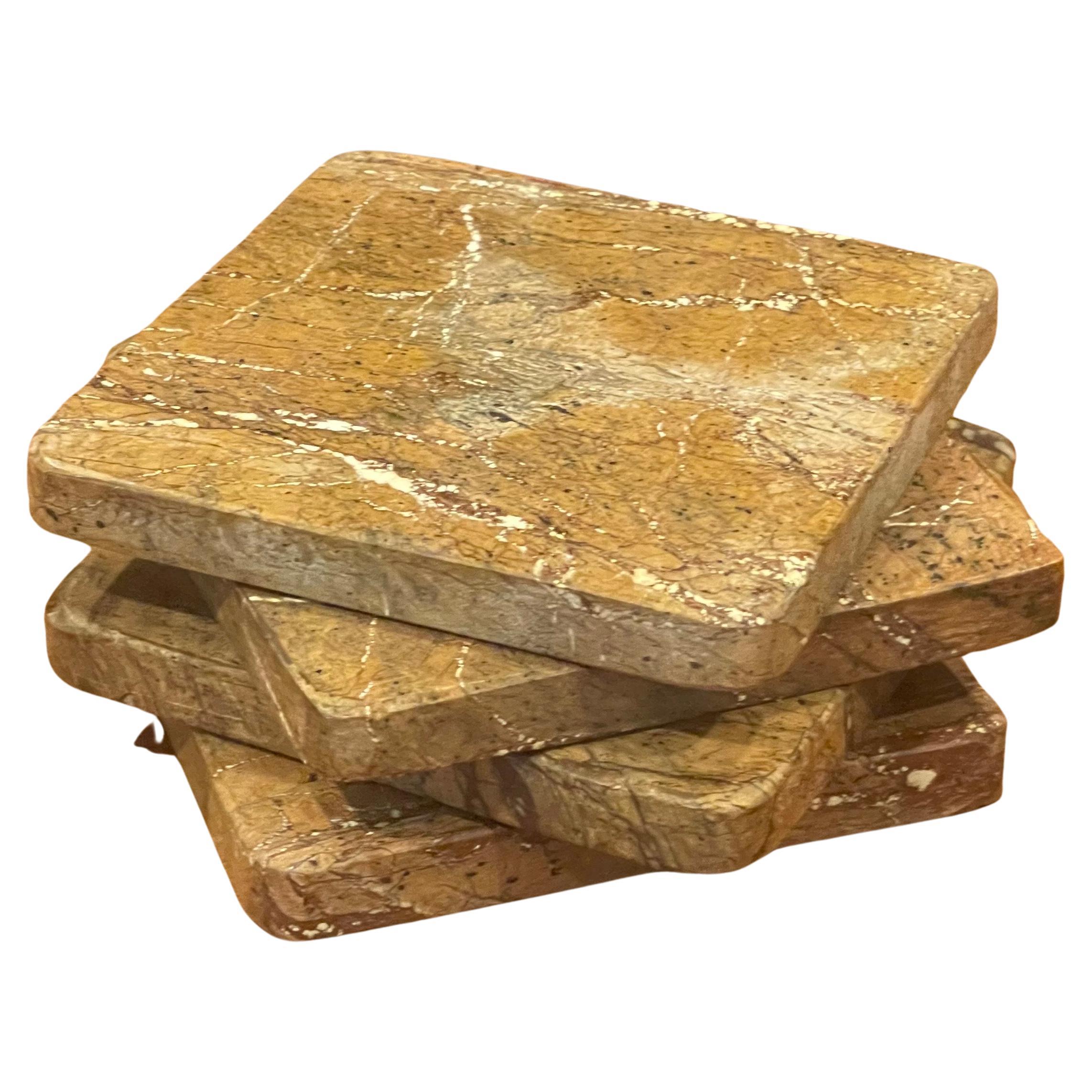 Set of Four Travertine Coasters For Sale 5