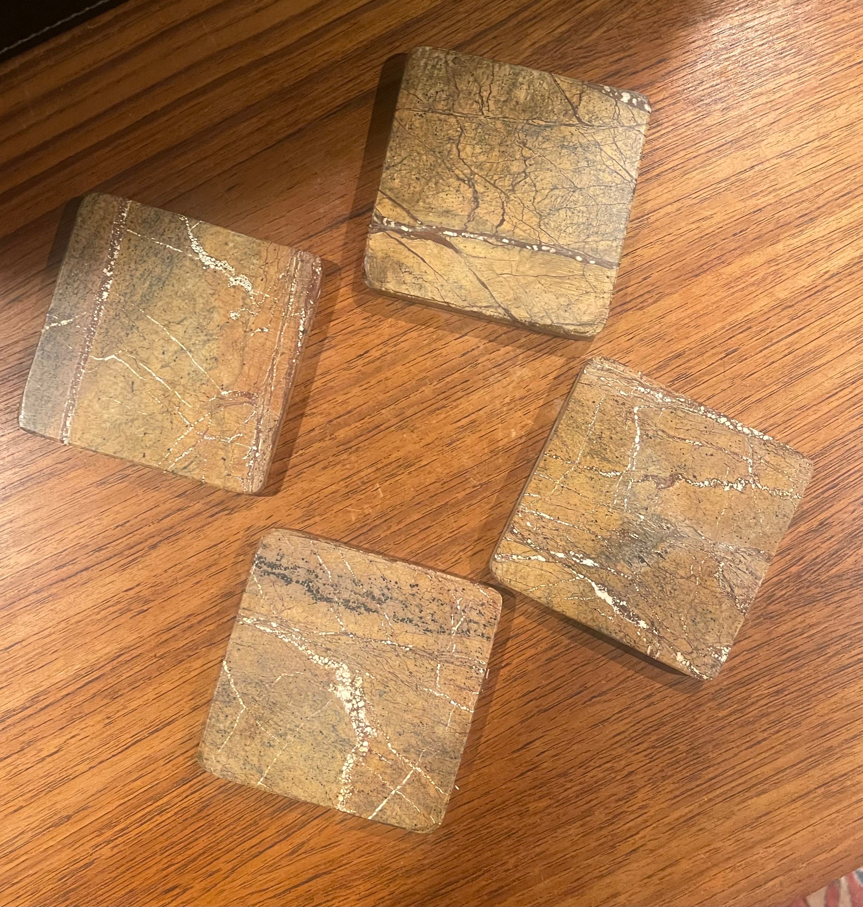 20th Century Set of Four Travertine Coasters For Sale