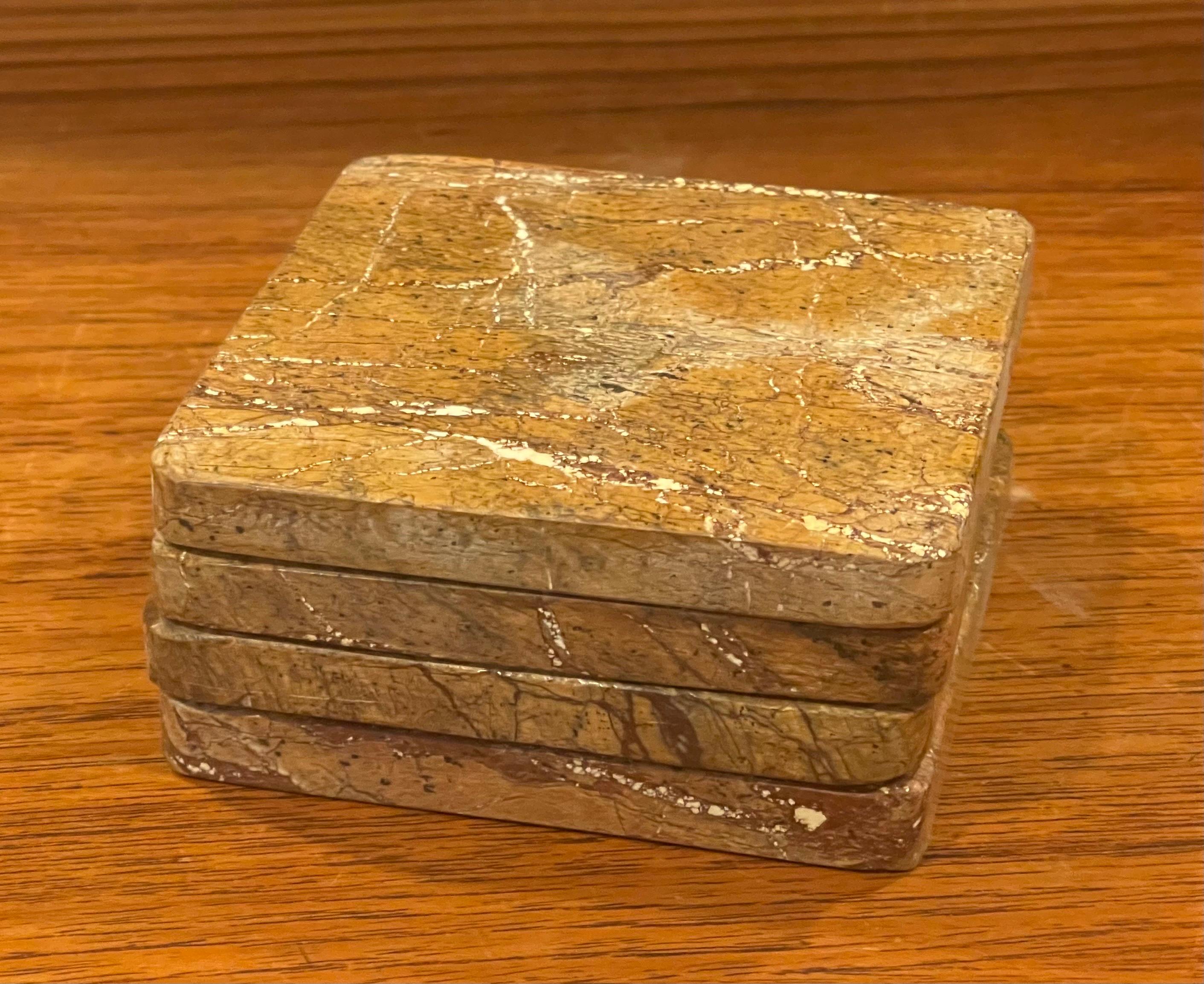Set of Four Travertine Coasters For Sale 1