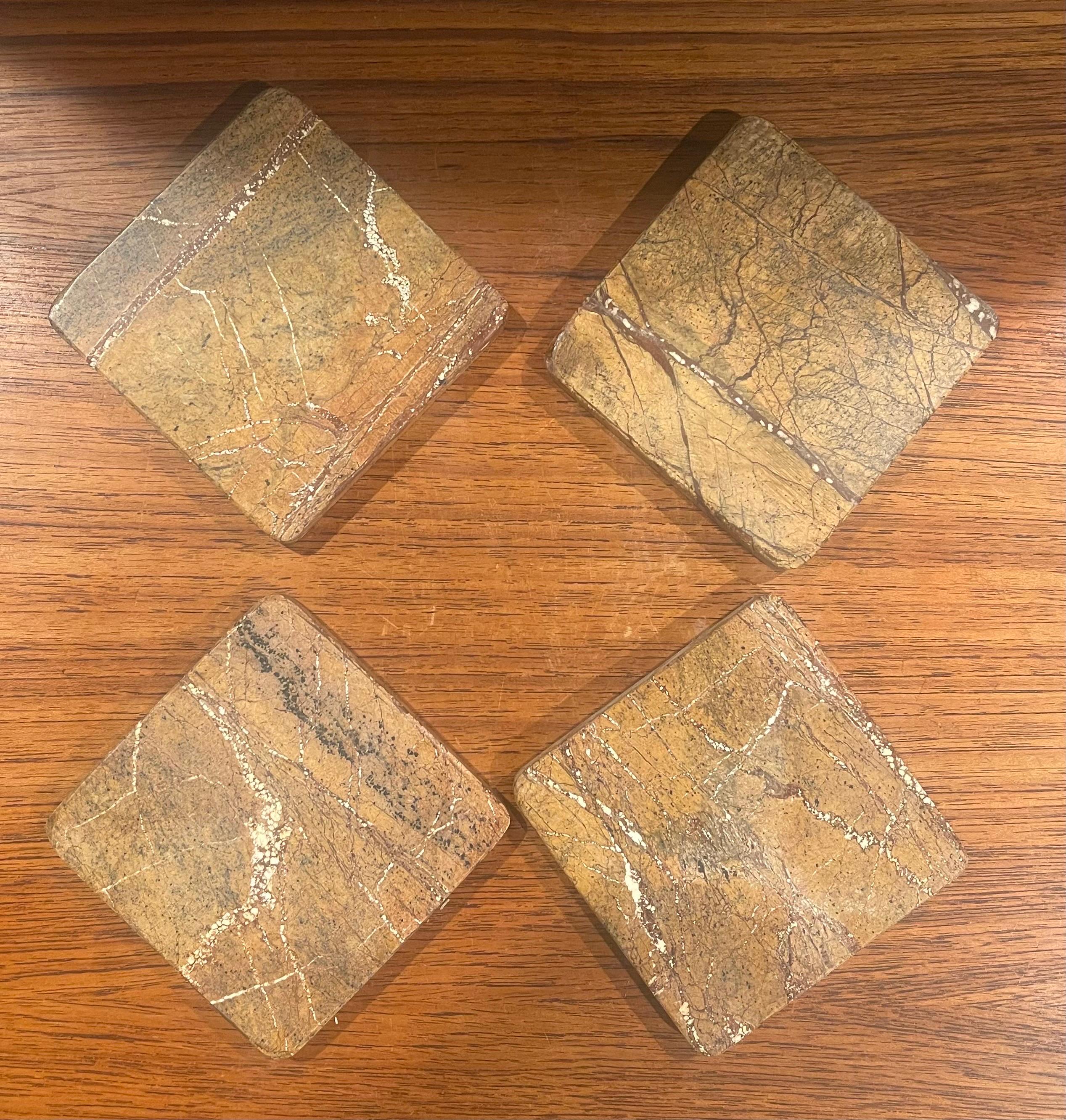 Set of Four Travertine Coasters For Sale 3
