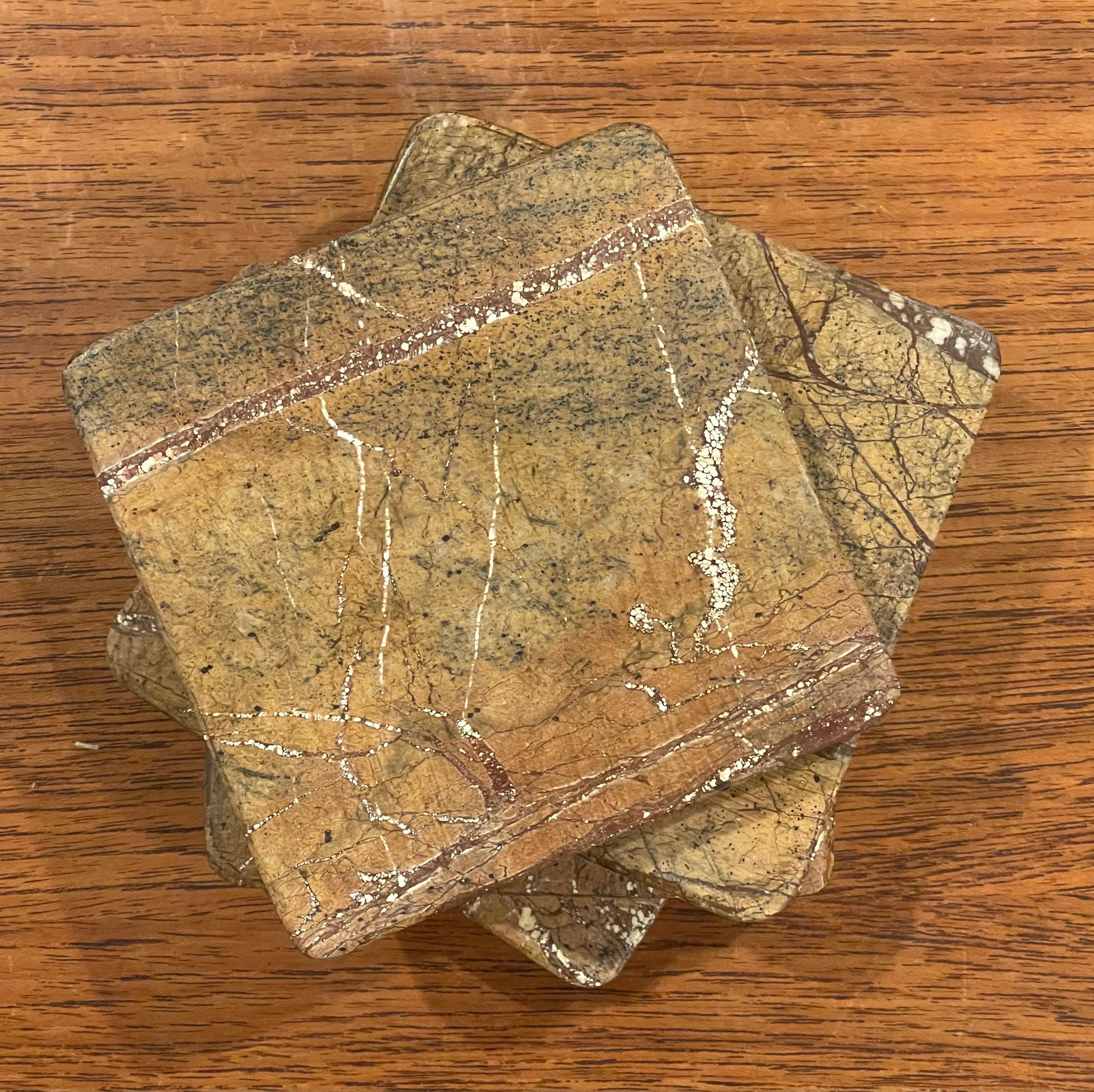 Set of Four Travertine Coasters For Sale 4