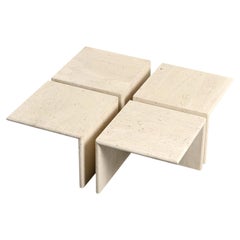 Set of four travertine coffee tables, Italy, 1970s