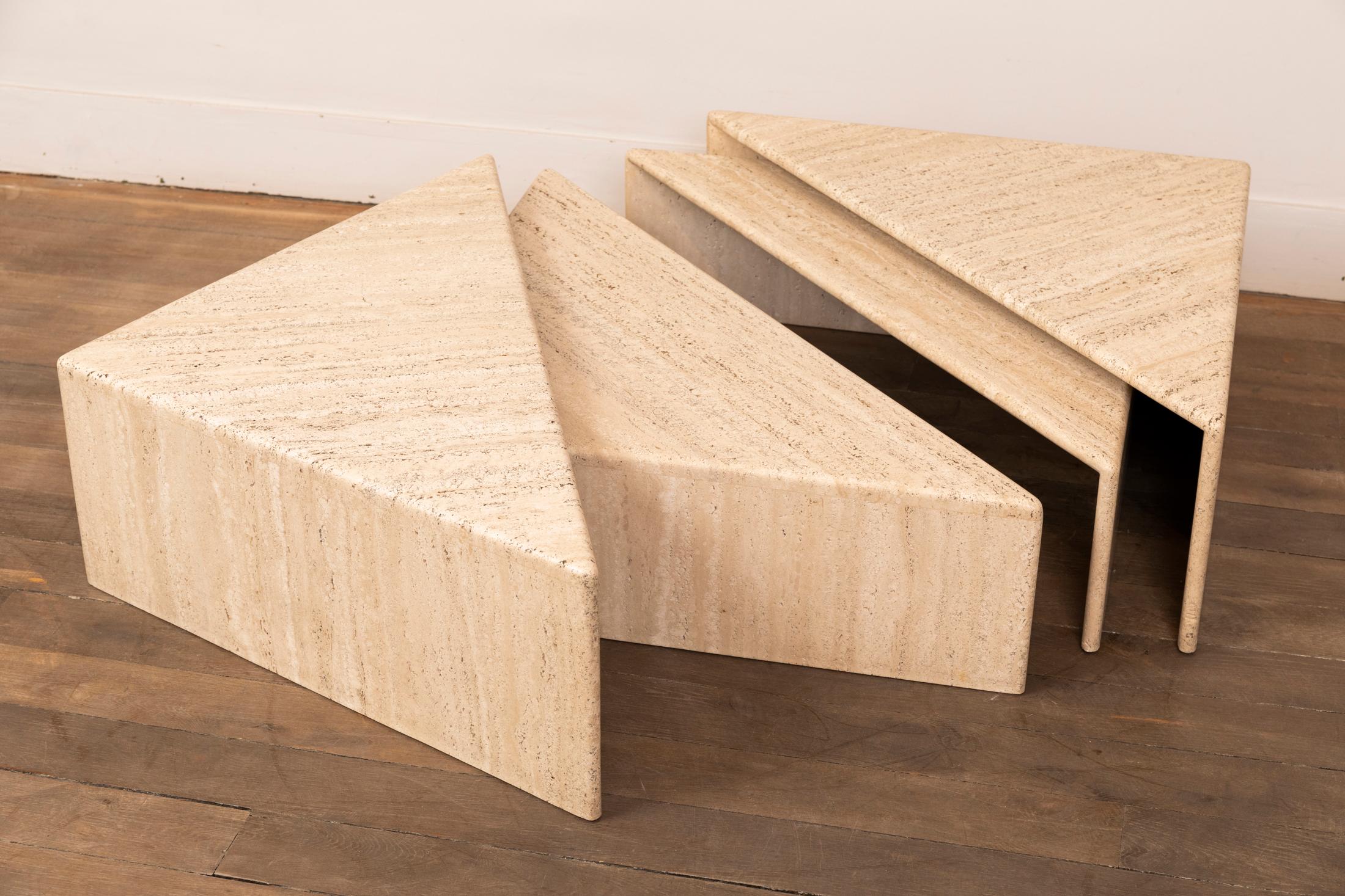 Italian Set of Four Travertine Elements Forming One or More Coffee Tables