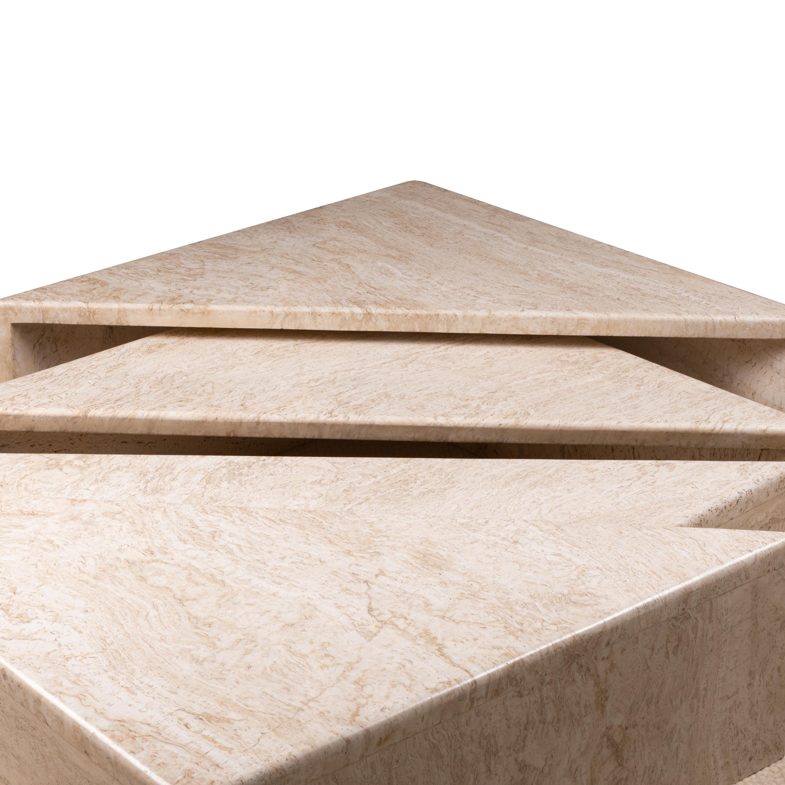 Set of Four Travertine Elements Forming One or More Coffee Tables 3