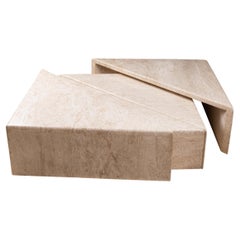Set of Four Travertine Elements Forming One or More Coffee Tables Set of Four Travertine Elements Forming One or More Coffee Tables