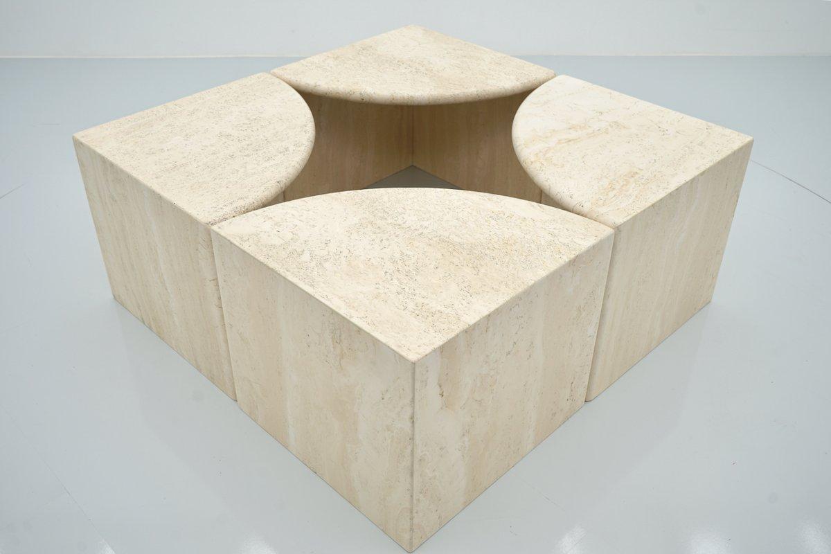 Set of Four Travertine Side or Coffee Tables, Italy, 1970s 7