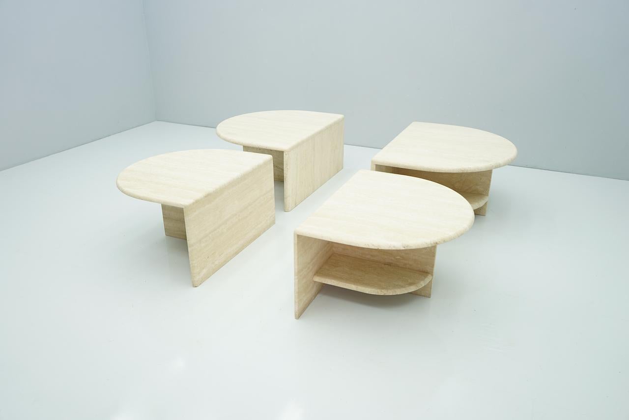 Italian Set of Four Travertine Side or Coffee Tables, Italy, 1970s For Sale