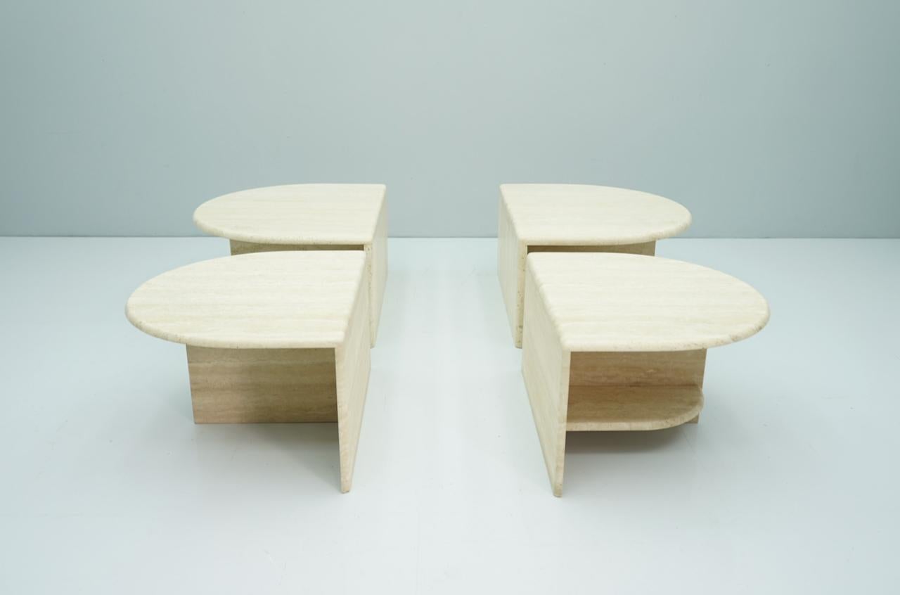 Set of Four Travertine Side or Coffee Tables, Italy, 1970s In Good Condition For Sale In Frankfurt / Dreieich, DE