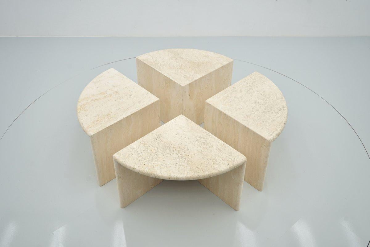 Set of Four Travertine Side or Coffee Tables, Italy, 1970s In Good Condition In Frankfurt / Dreieich, DE