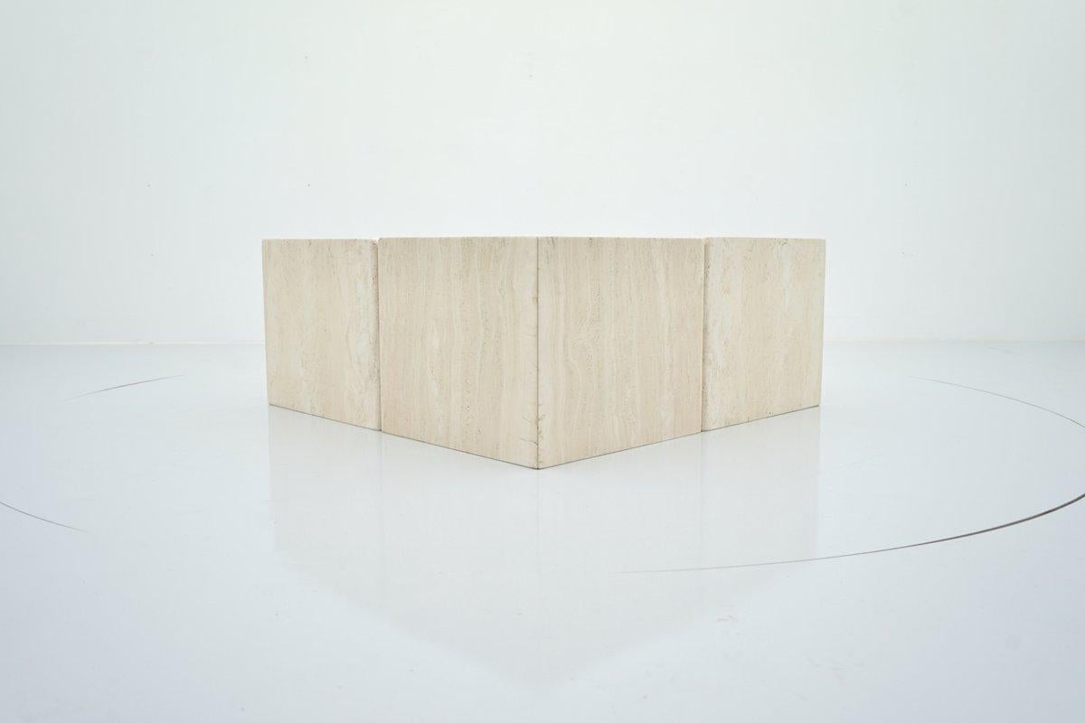 Late 20th Century Set of Four Travertine Side or Coffee Tables, Italy, 1970s