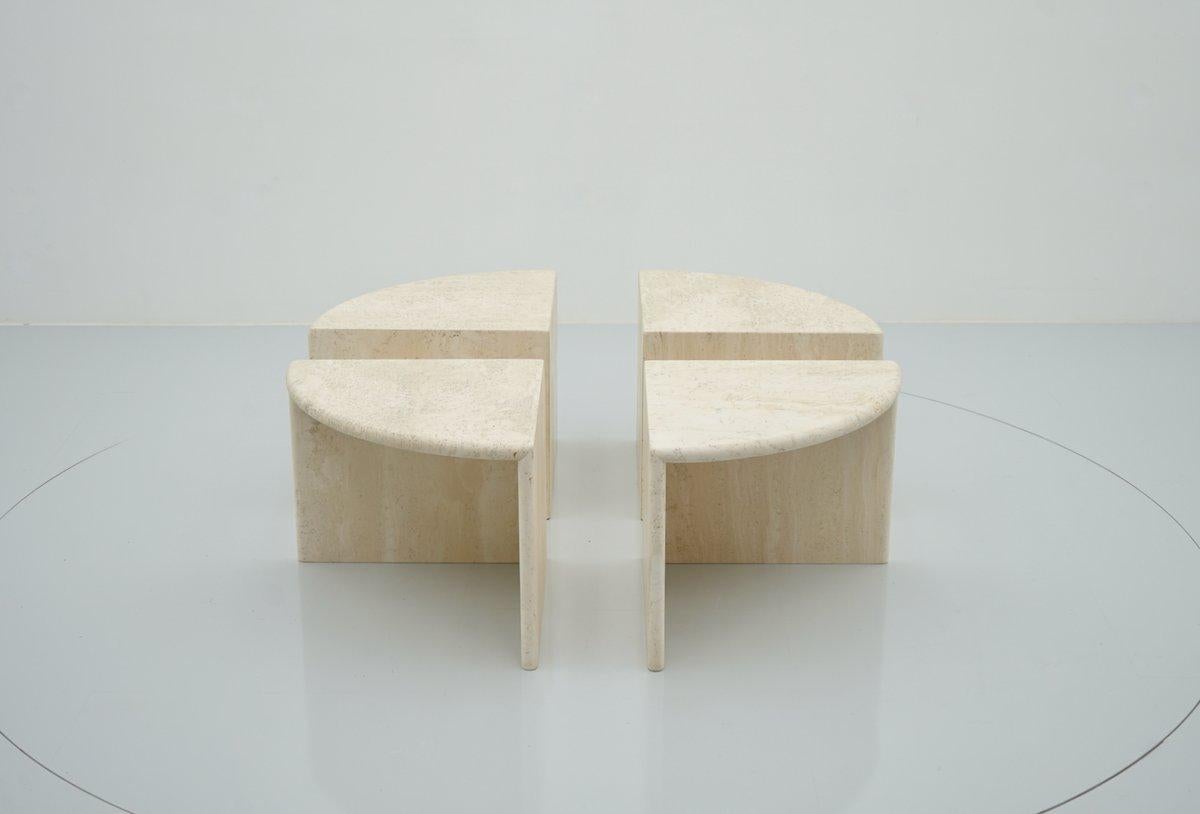Set of Four Travertine Side or Coffee Tables, Italy, 1970s 2