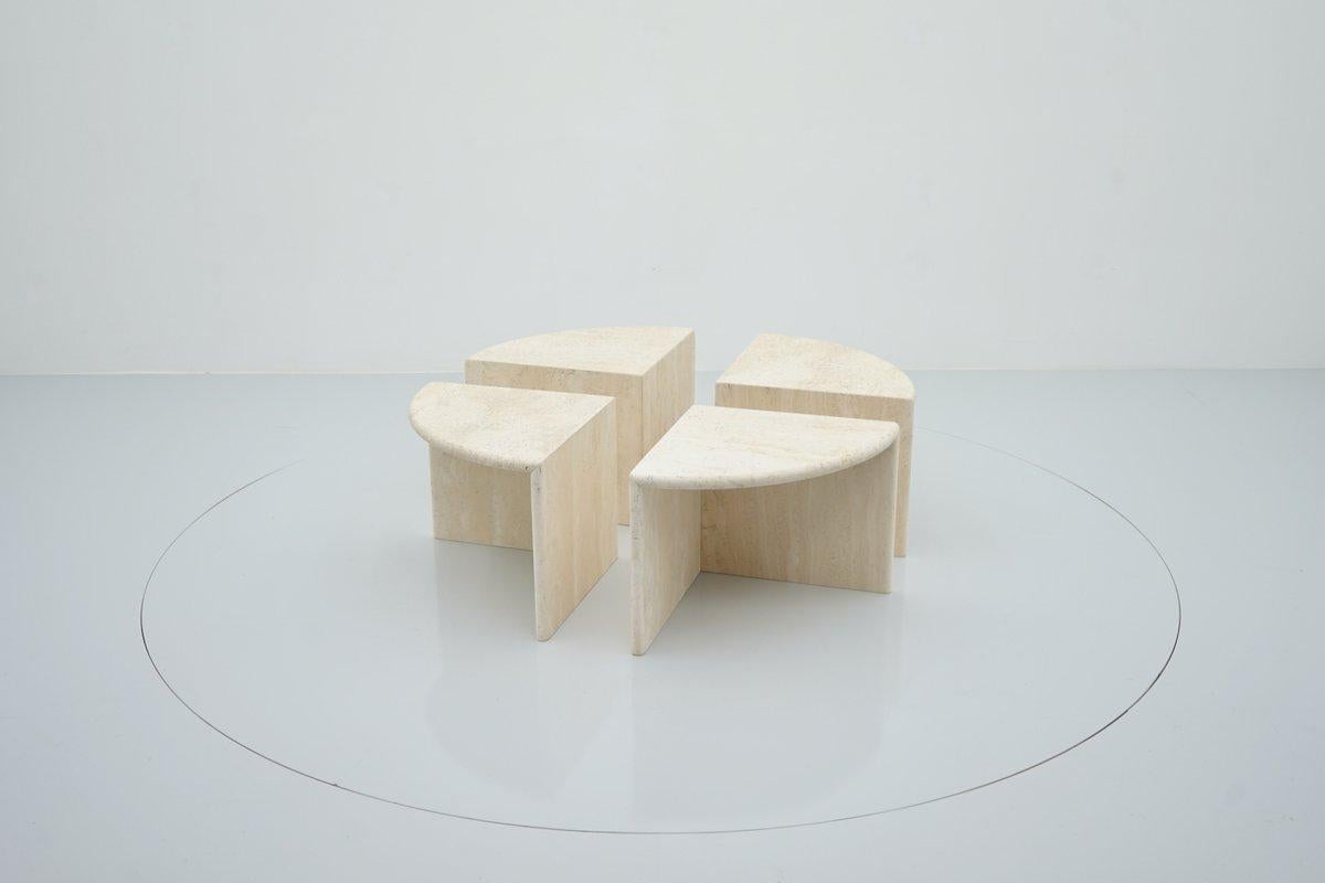 Set of Four Travertine Side or Coffee Tables, Italy, 1970s 3