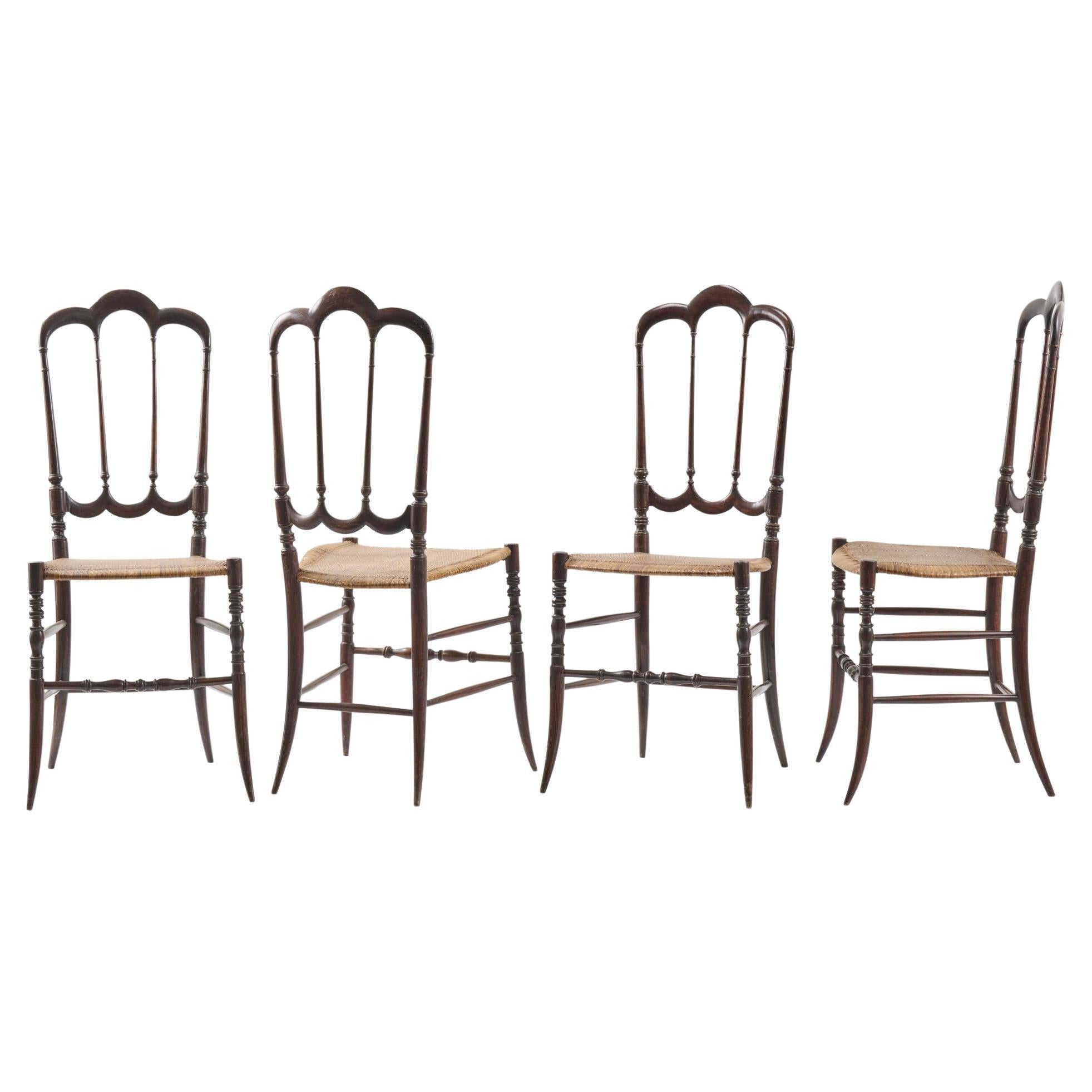 Set of Four "Tre Archi" Chiavari Chairs by Levaggi, Italy For Sale