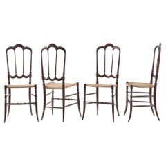 Retro Set of Four "Tre Archi" Chiavari Chairs by Levaggi, Italy