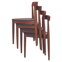 Set of Four Triangular Teak Stacking Chairs by Hans Olsen for Frem Røjle