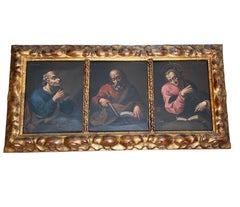 Set of Four Triptychs Oil Paintings on Canvas of the Twelve Apostles