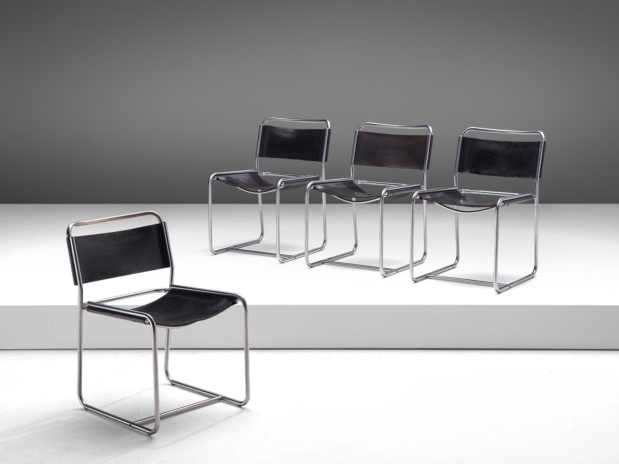 Steel Set of Four Tubular Chairs by 't Spectrum For Sale