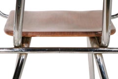 Set of Four Tubular Chrome and Plastic  Mid Century Industrial School Chairs