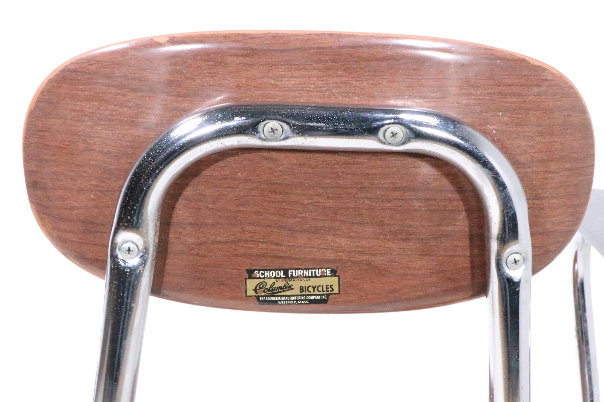 Vierer-Set aus Chrom und Kunststoff  Mid Century Industrial School Stühle im Angebot 14