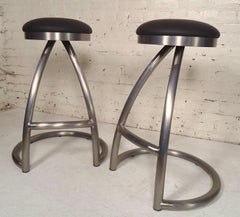 Set of Four Tubular Swivel Stools