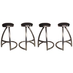 Vintage Set of Four Tubular Swivel Stools