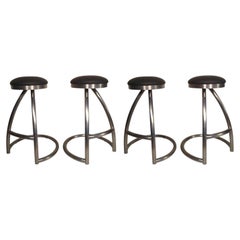 Set of Four Tubular Swivel Stools
