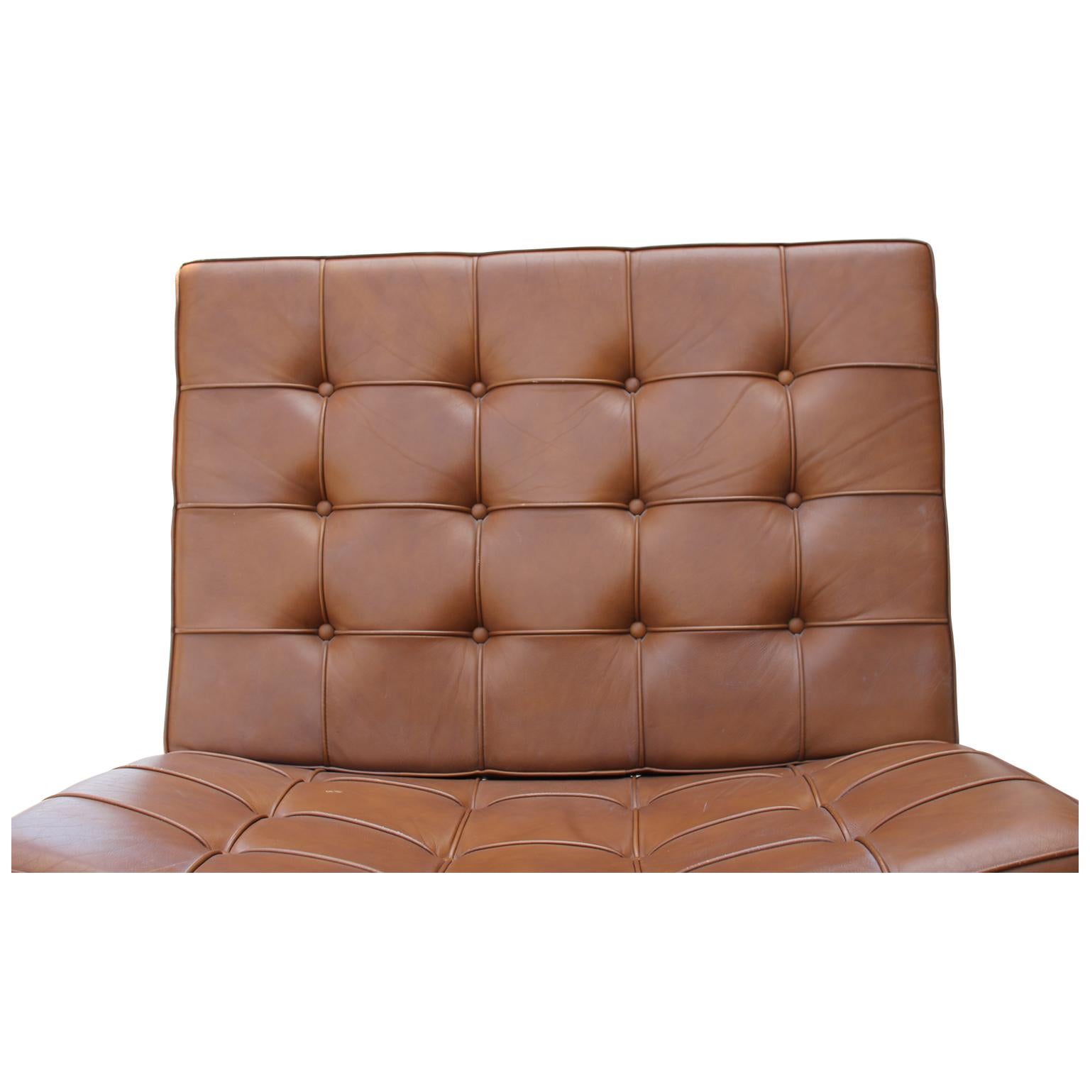 Modern Set of Four Tufted Brown Leather Mies Van Der Rohe Tugendhat Chairs