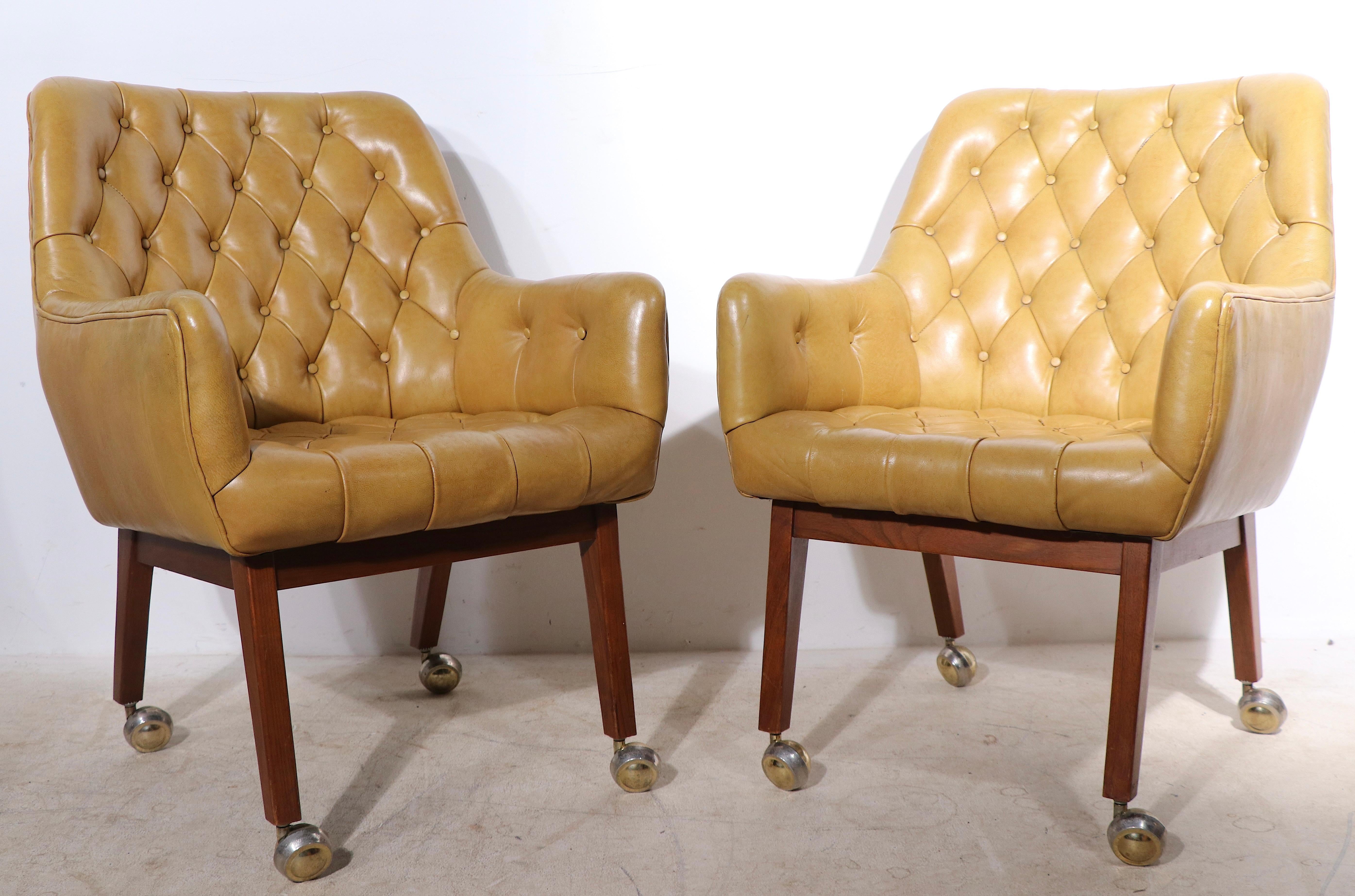 Set of Four Tufted Leather Armchairs by B.L. Marble For Sale 3