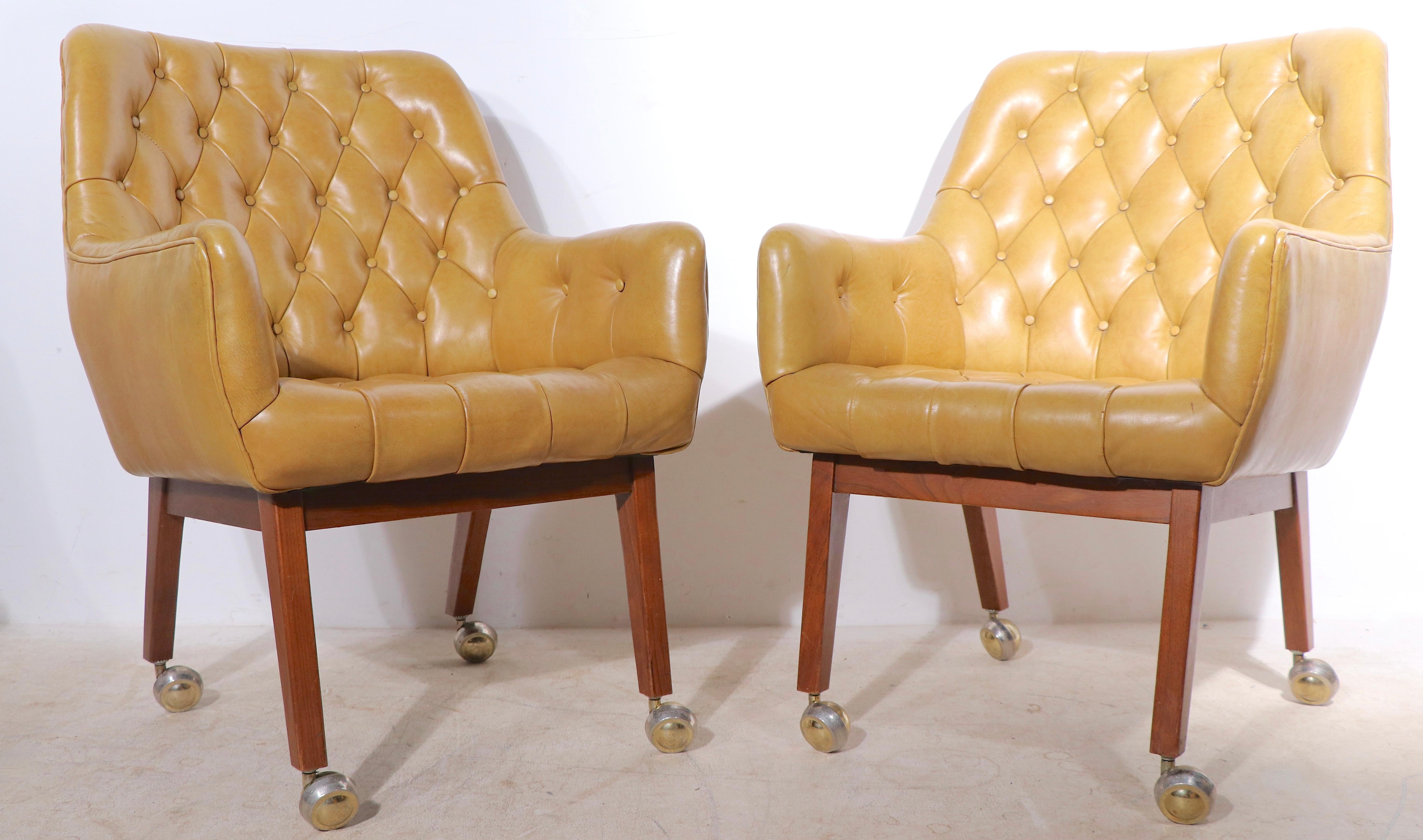 Set of Four Tufted Leather Armchairs by B.L. Marble For Sale 4